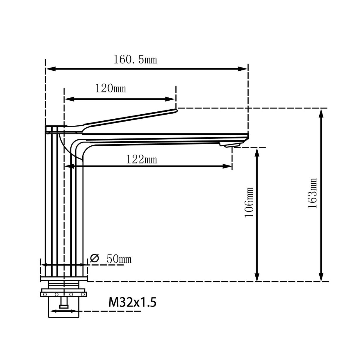 RUSHY Black Short Basin Mixer