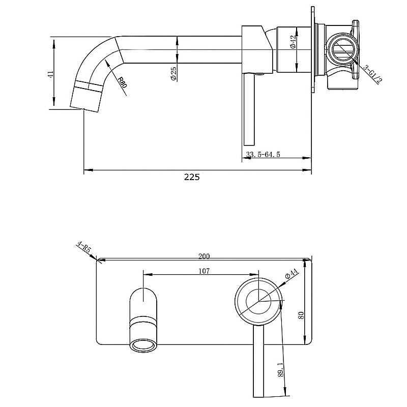 Lucid Pin-Chrome Spout Mixer