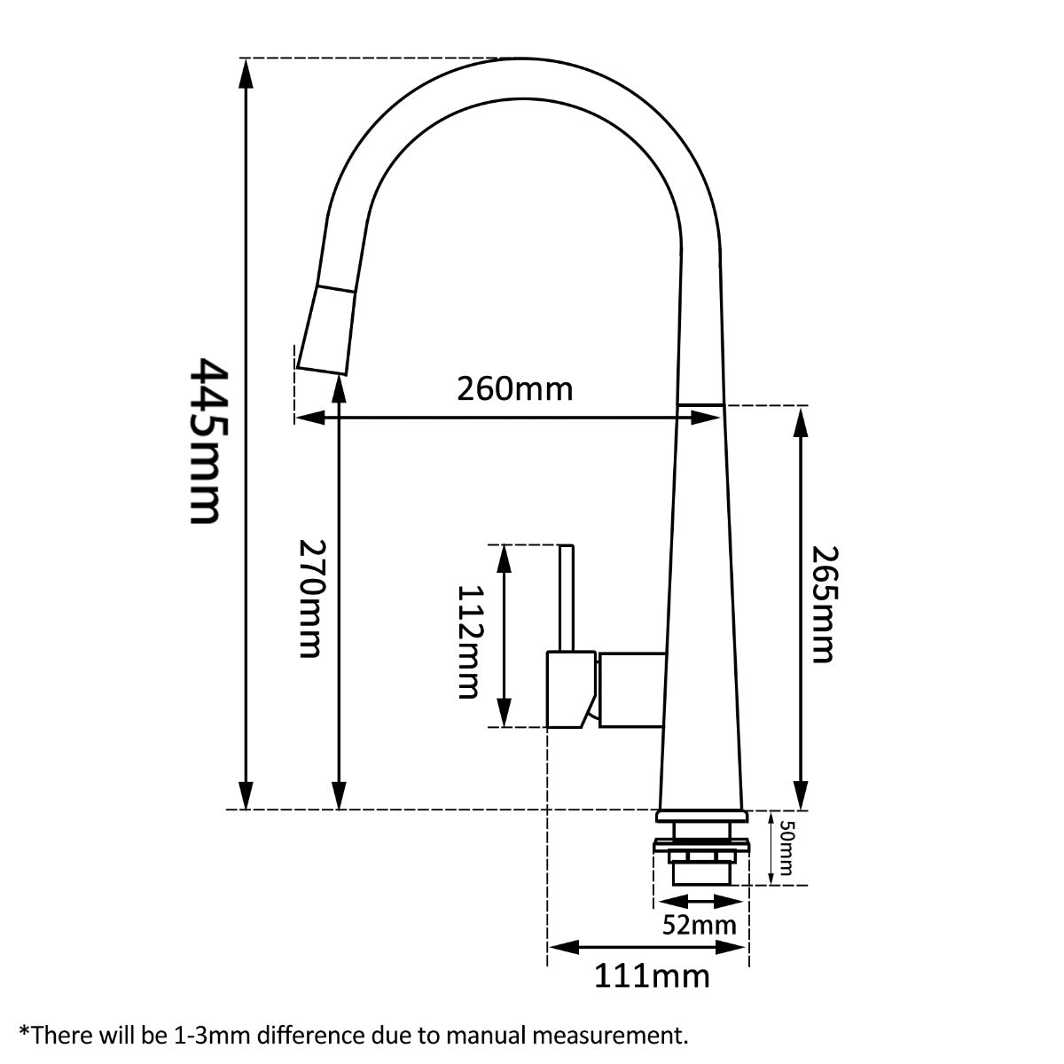 Round Gun Metal Grey Pull Out Kitchen Sink Mixer Tap