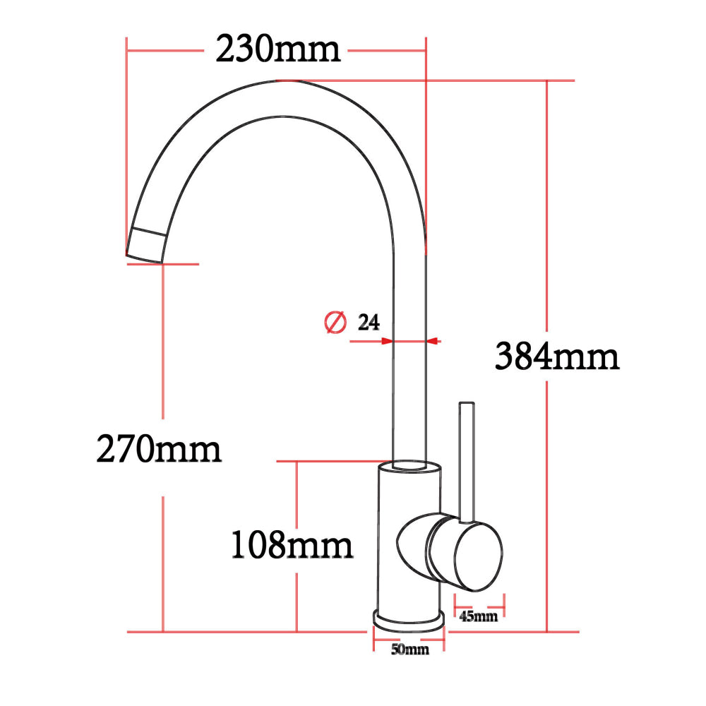 Light Brushed Brass Standard Kitchen Mixer