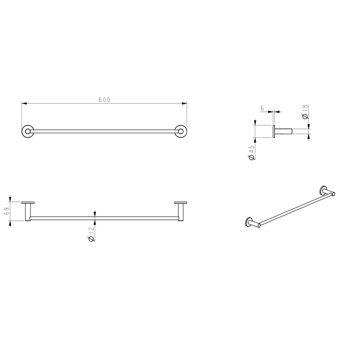 Mica Single Towel Rail