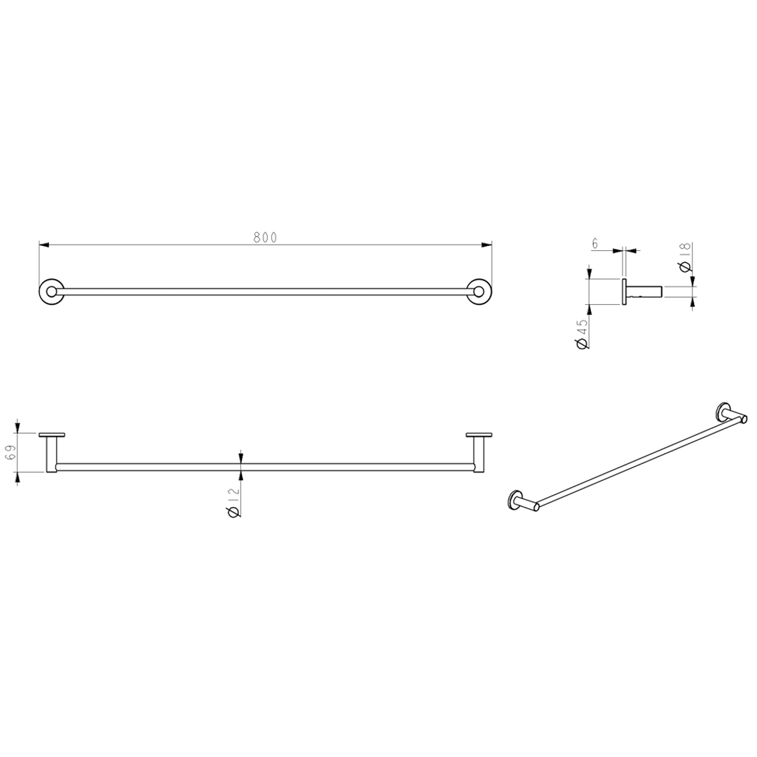 Mica Single Towel Rail
