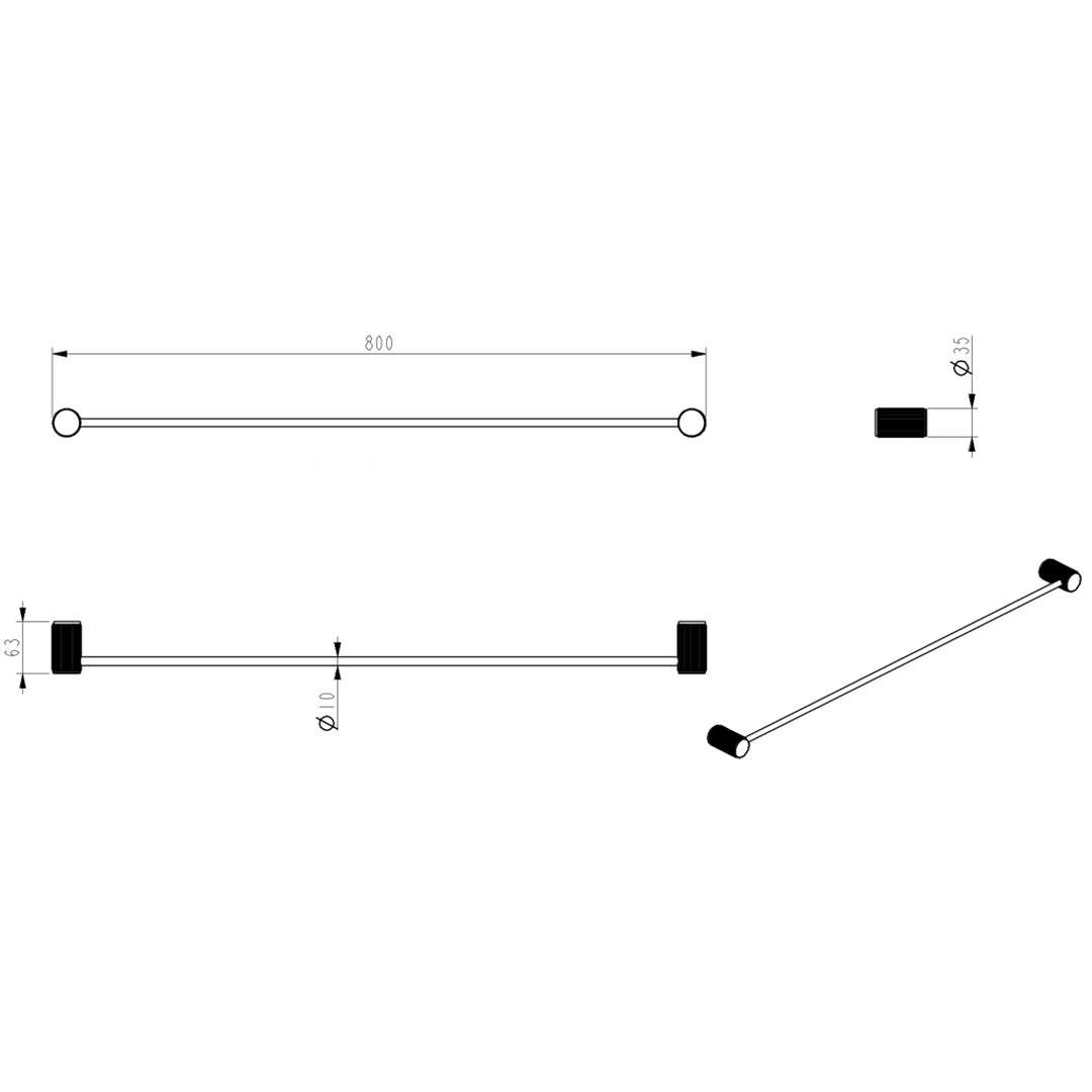 Mica Fluted Single Towel Rail