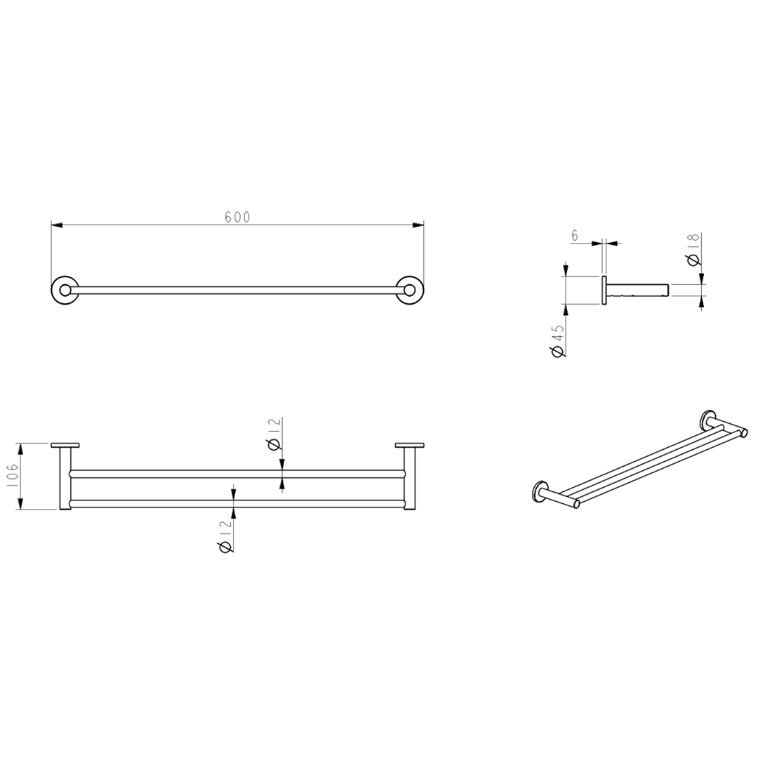 Mica Double Towel Rail