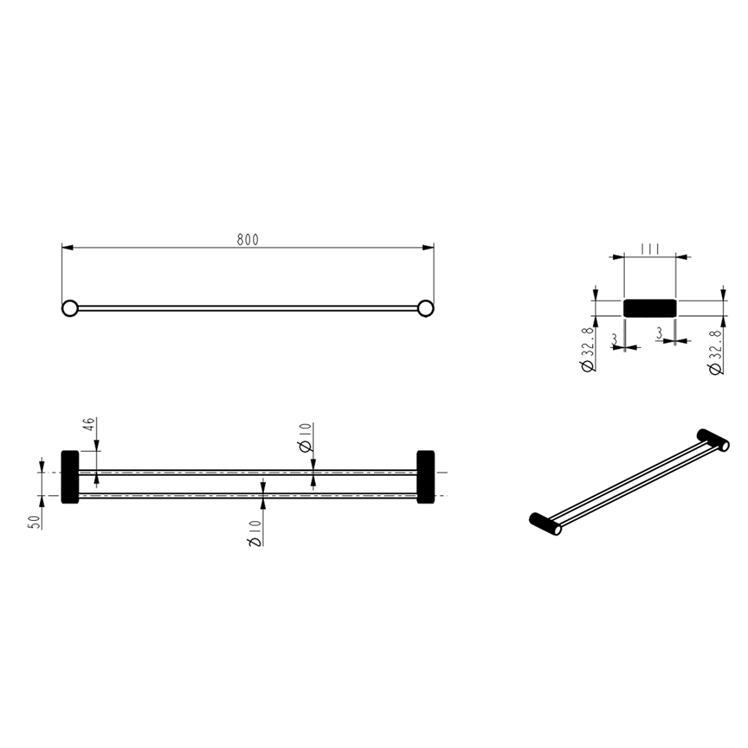 Mica Fluted Double Towel Rail