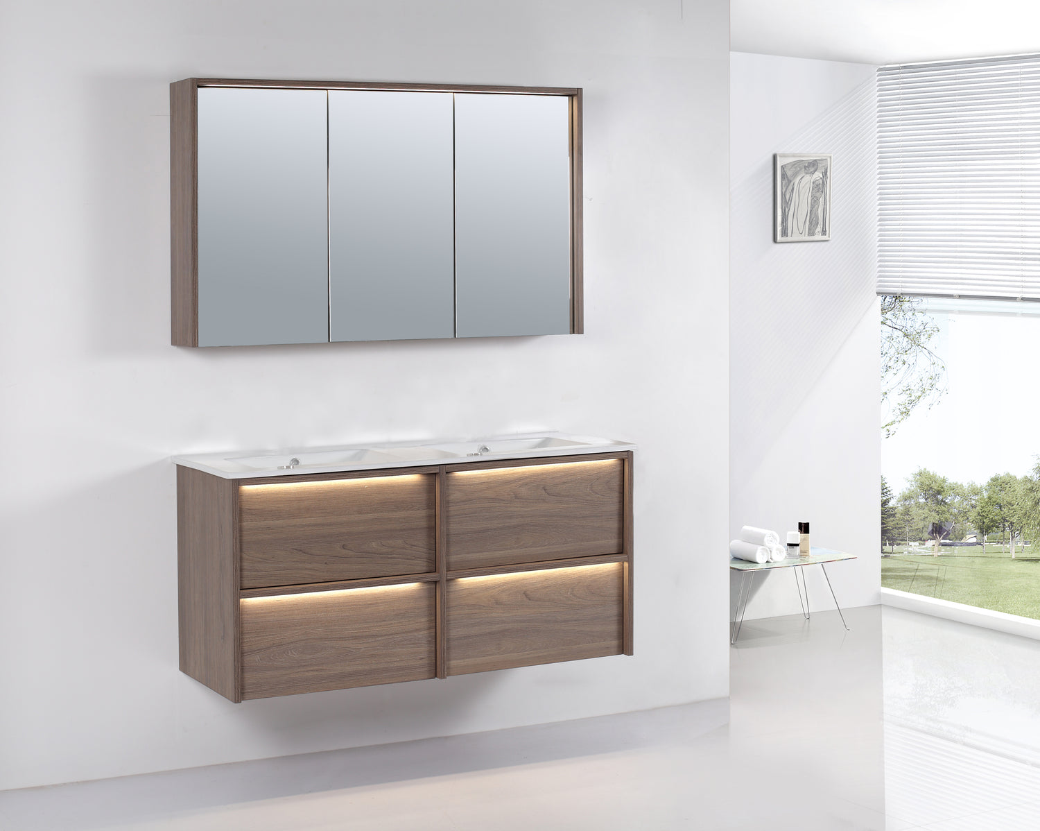 TE489 - 1200 Wall Hung Vanity With Push-Pull LED light