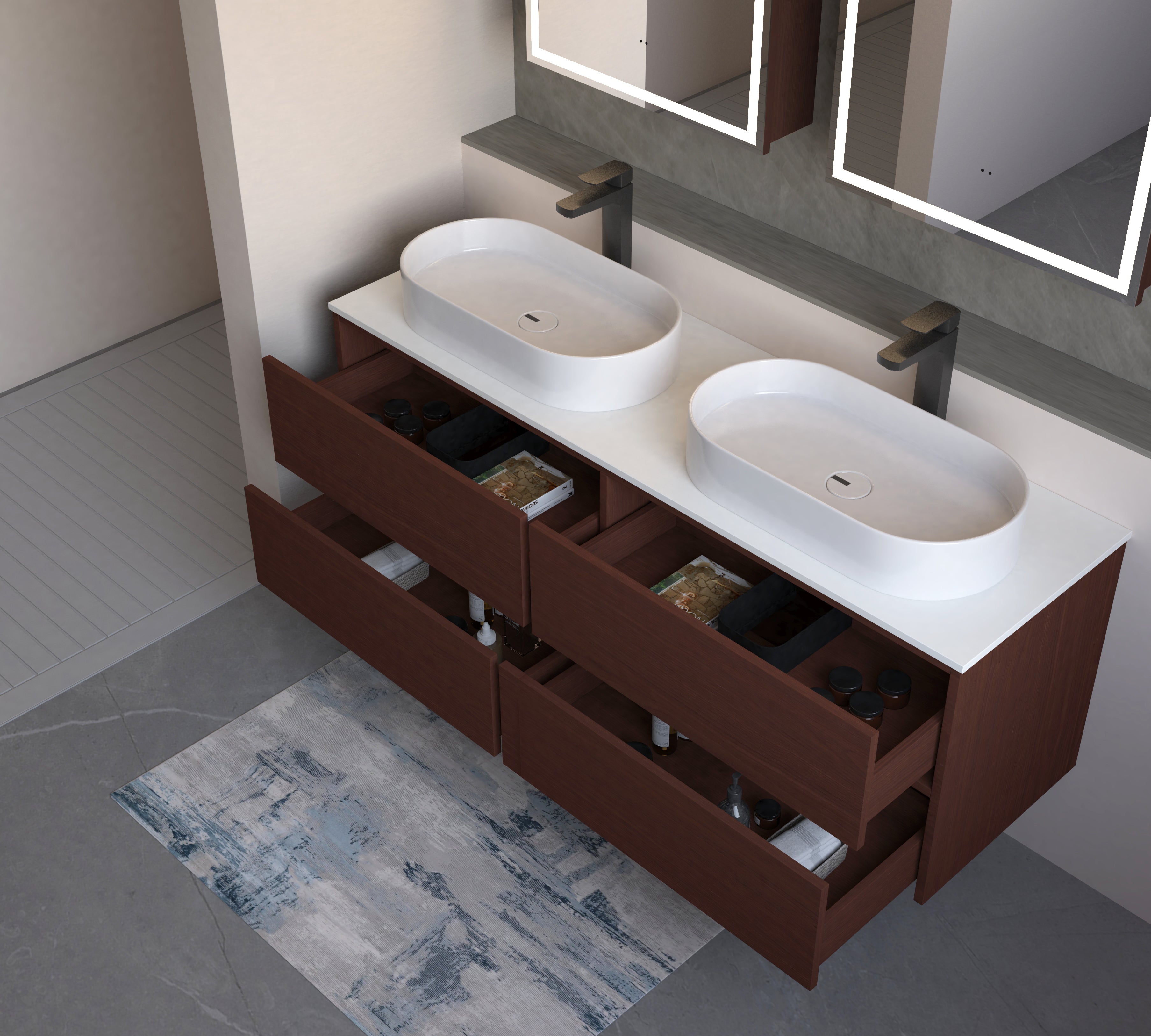 Navona 1500MM Wall Hung Shaker Vanities without Stone Top