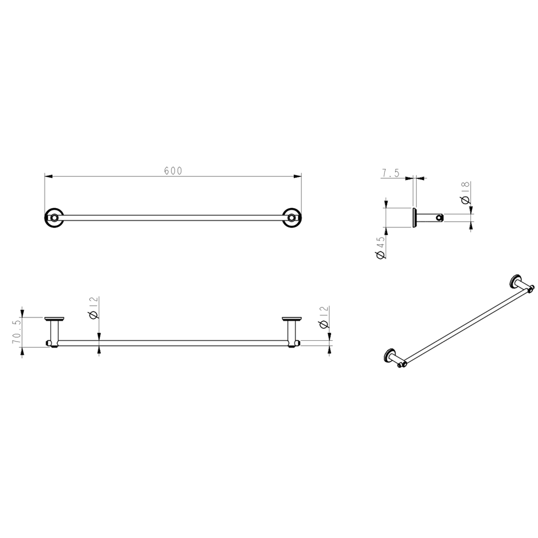 Mica Heritage Single Towel Rail