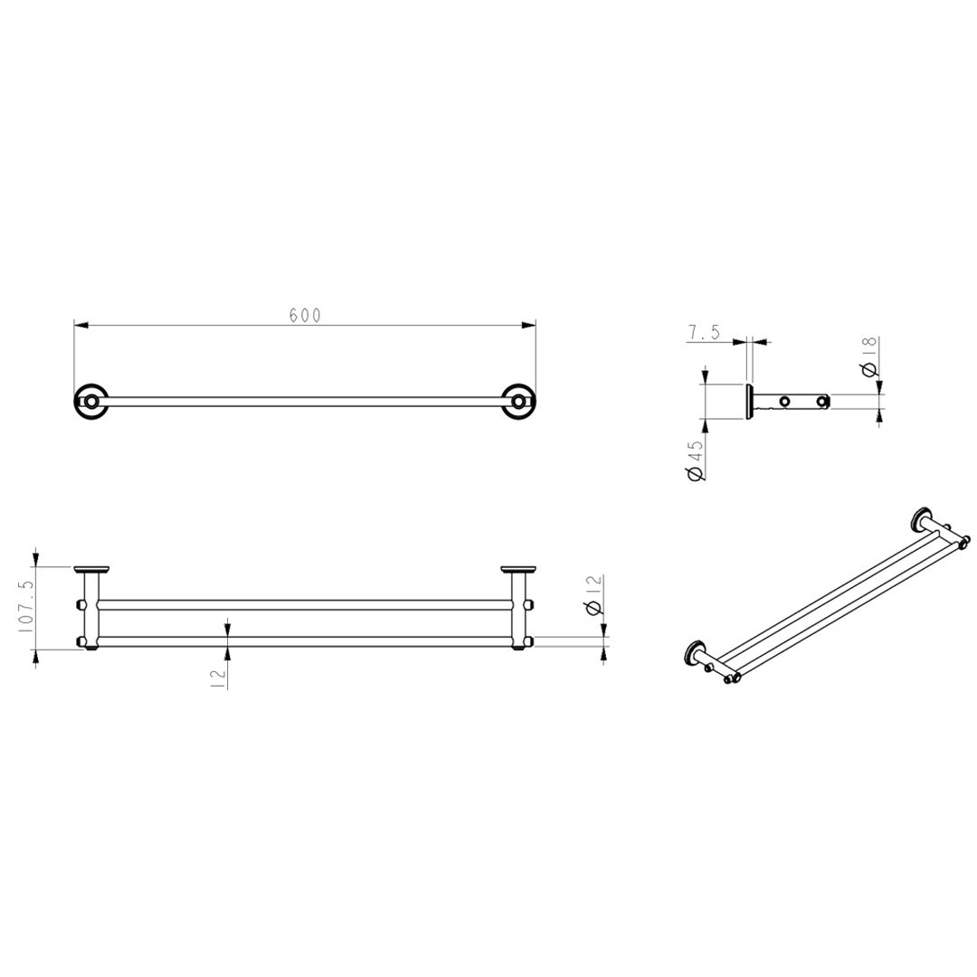 Mica Heritage Double Towel Rail