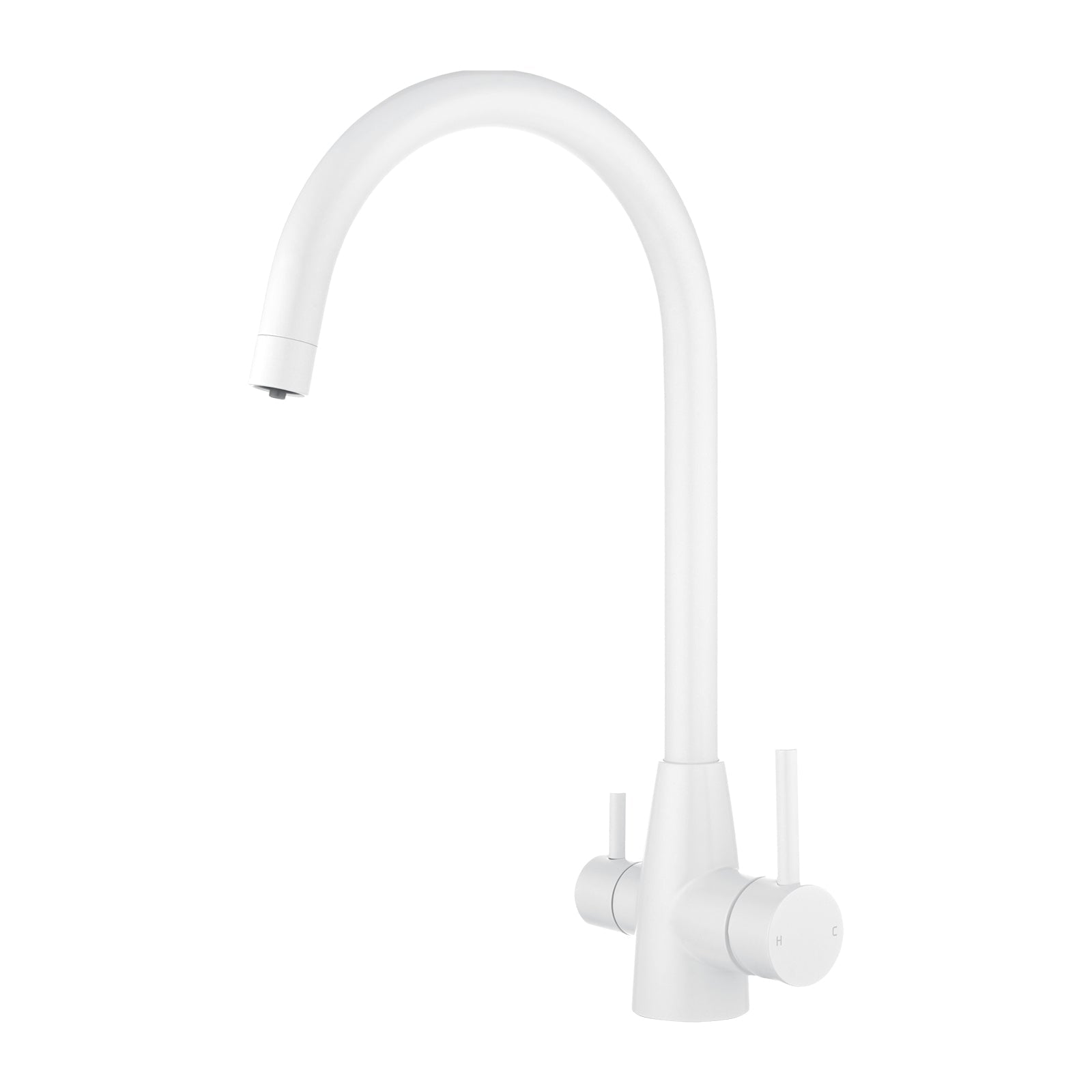 Matte White 3 Way Pure Drinking Water Hot & Cold Swivel Spout Kitchen Mixer