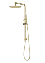 10'' Round  Light Brushed Brass Shower Station Top Water Inlet(Right Angle)