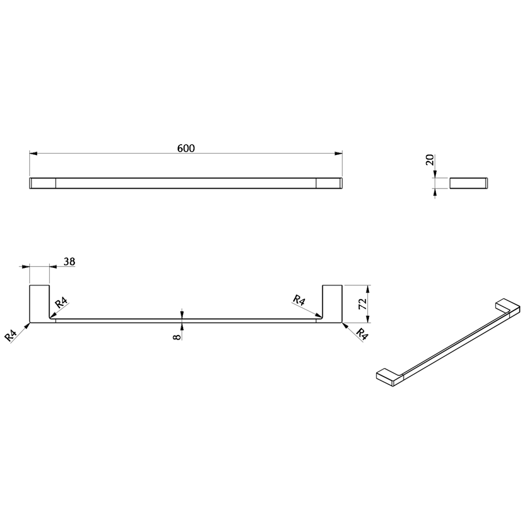 Milos Single Towel Rail