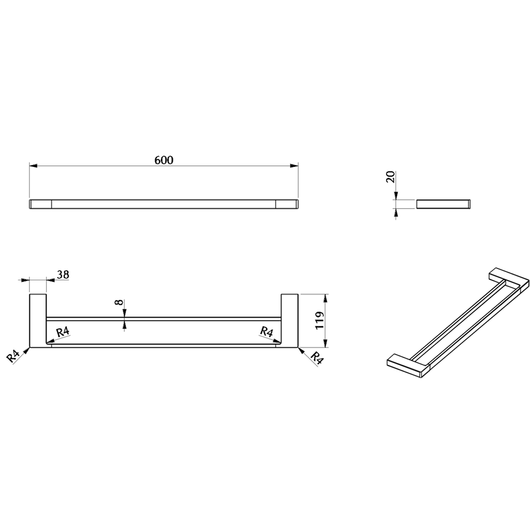 Milos Double Towel Rail