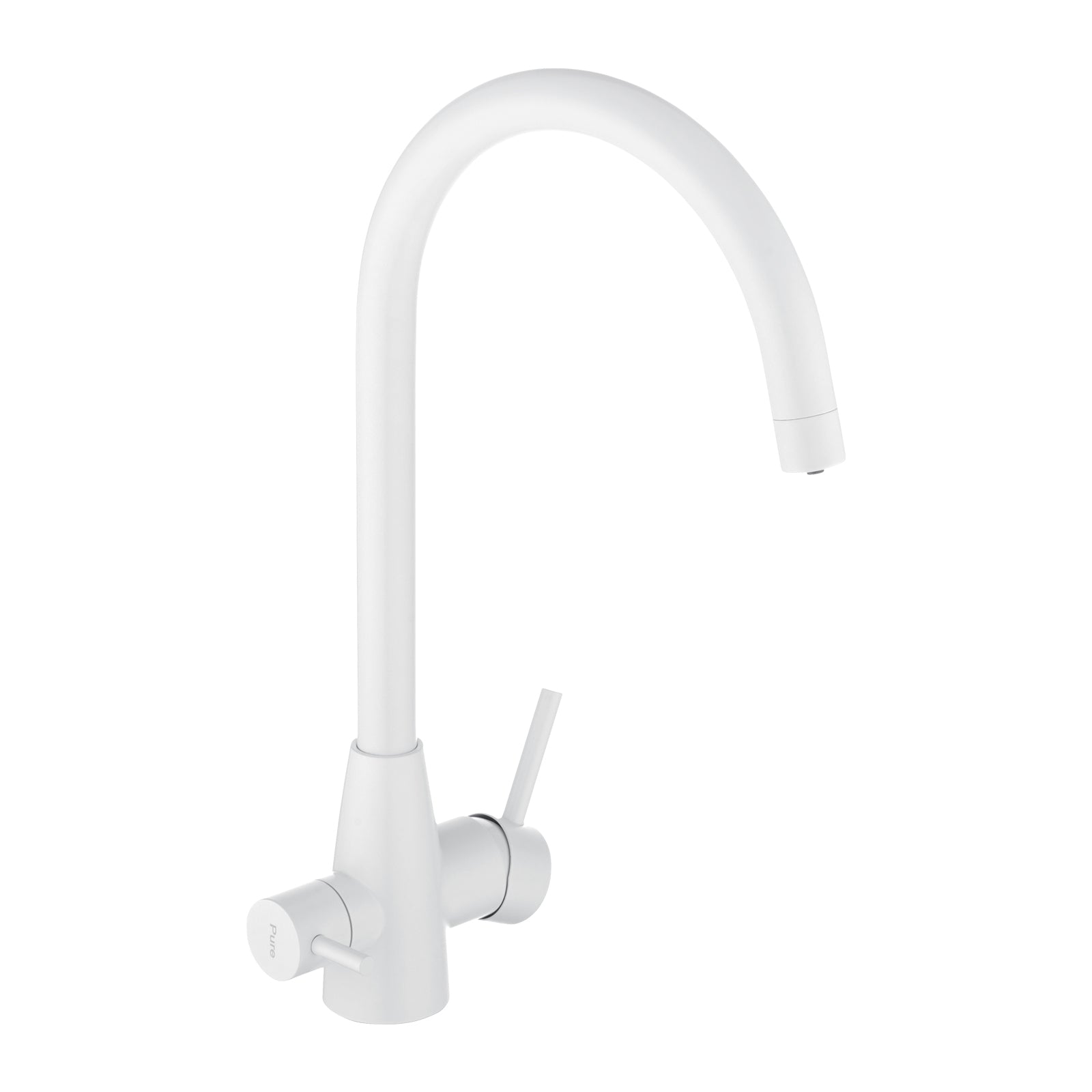 Matte White 3 Way Pure Drinking Water Hot & Cold Swivel Spout Kitchen Mixer