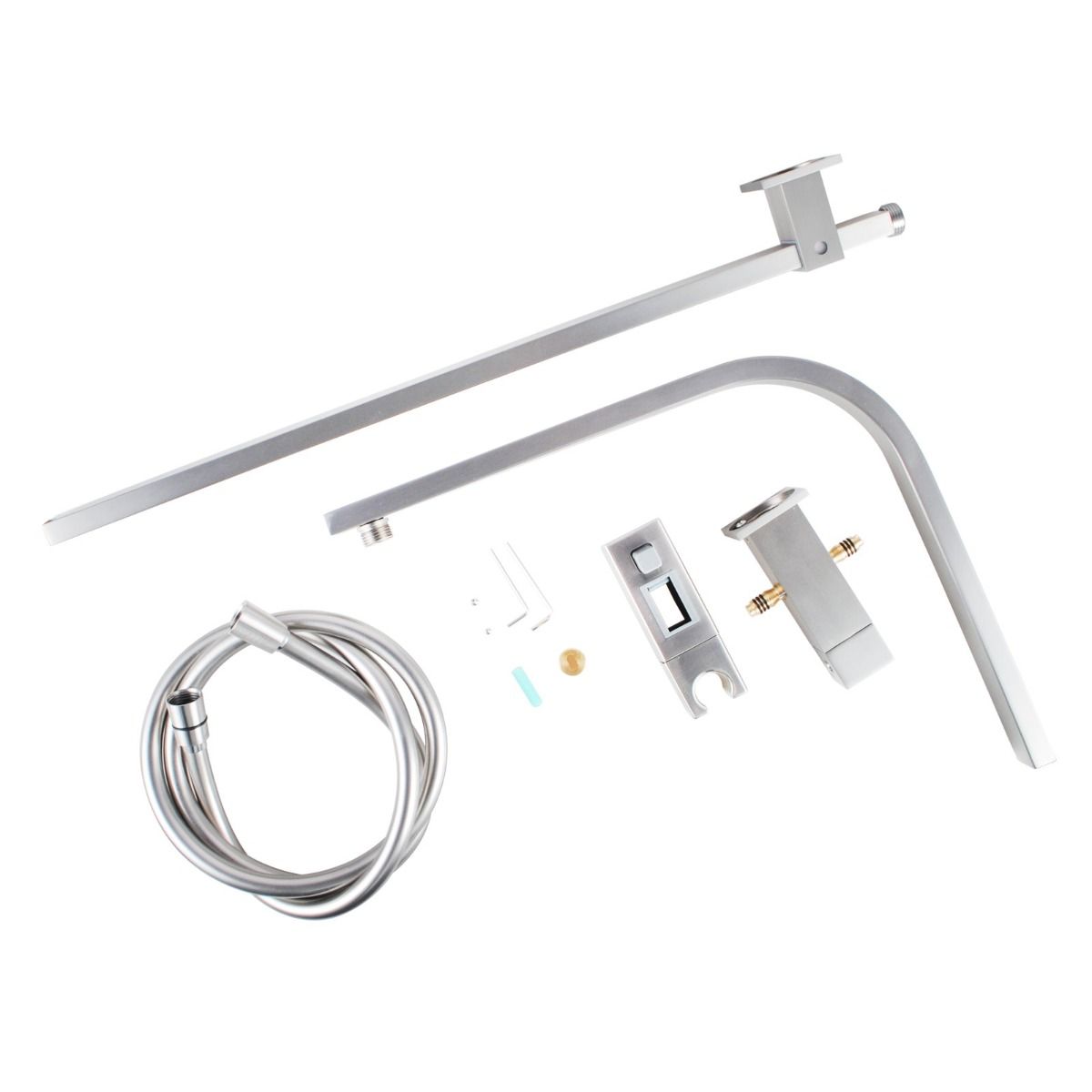 10" Square Brushed Nickel Shower Station Top Water Inlet