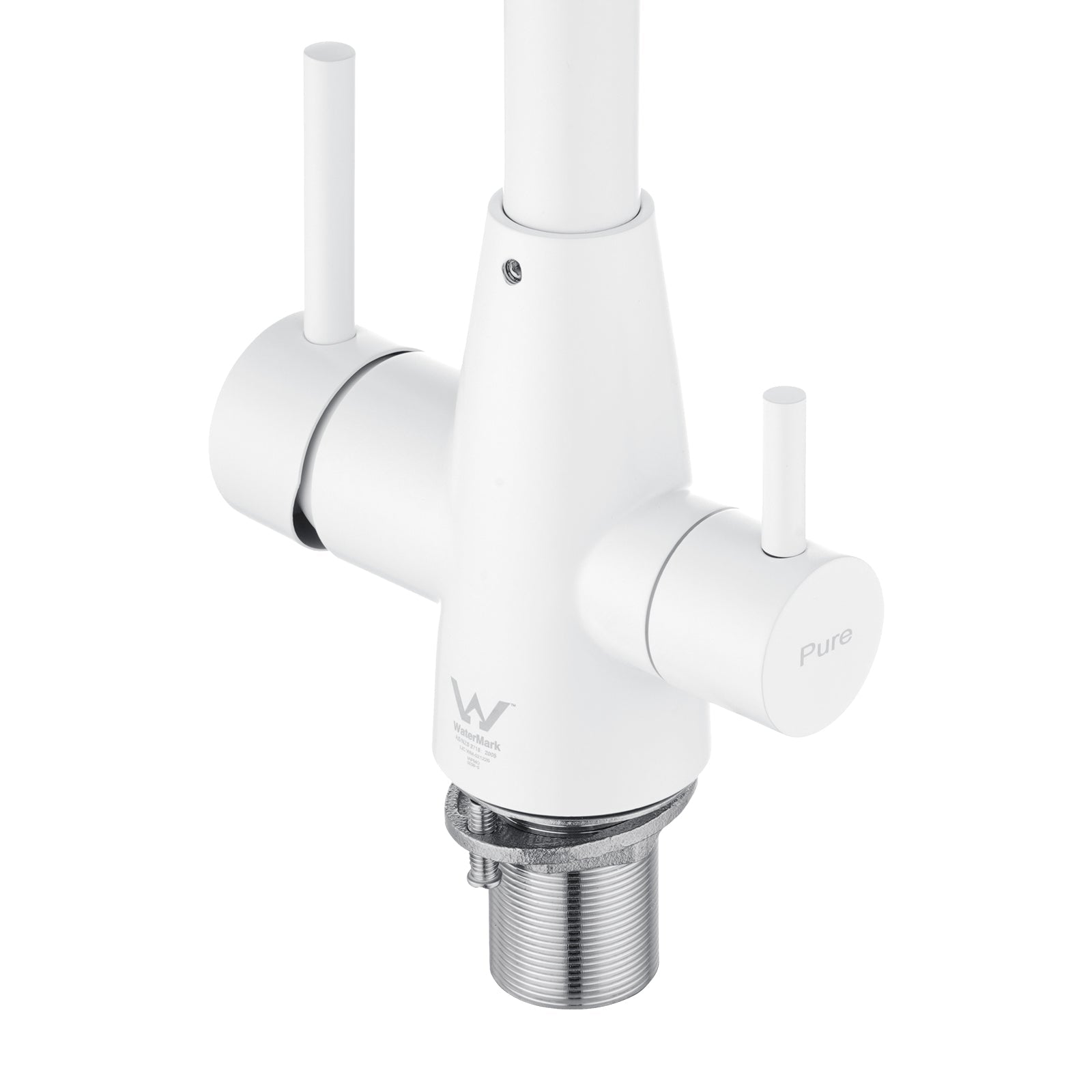Matte White 3 Way Pure Drinking Water Hot & Cold Swivel Spout Kitchen Mixer