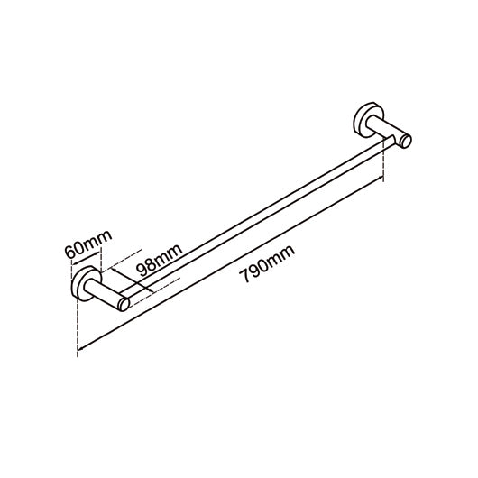 LUCID PIN - 800mm Brushed Copper Cuttable Single Towel Rail