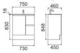 TE513 - 750 Free Standing Vanity