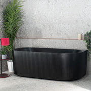 â€‹â€‹â€‹â€‹Brighton Groove 1700mm Fluted Oval Freestanding Back to Wall Bath Matte Black Finish