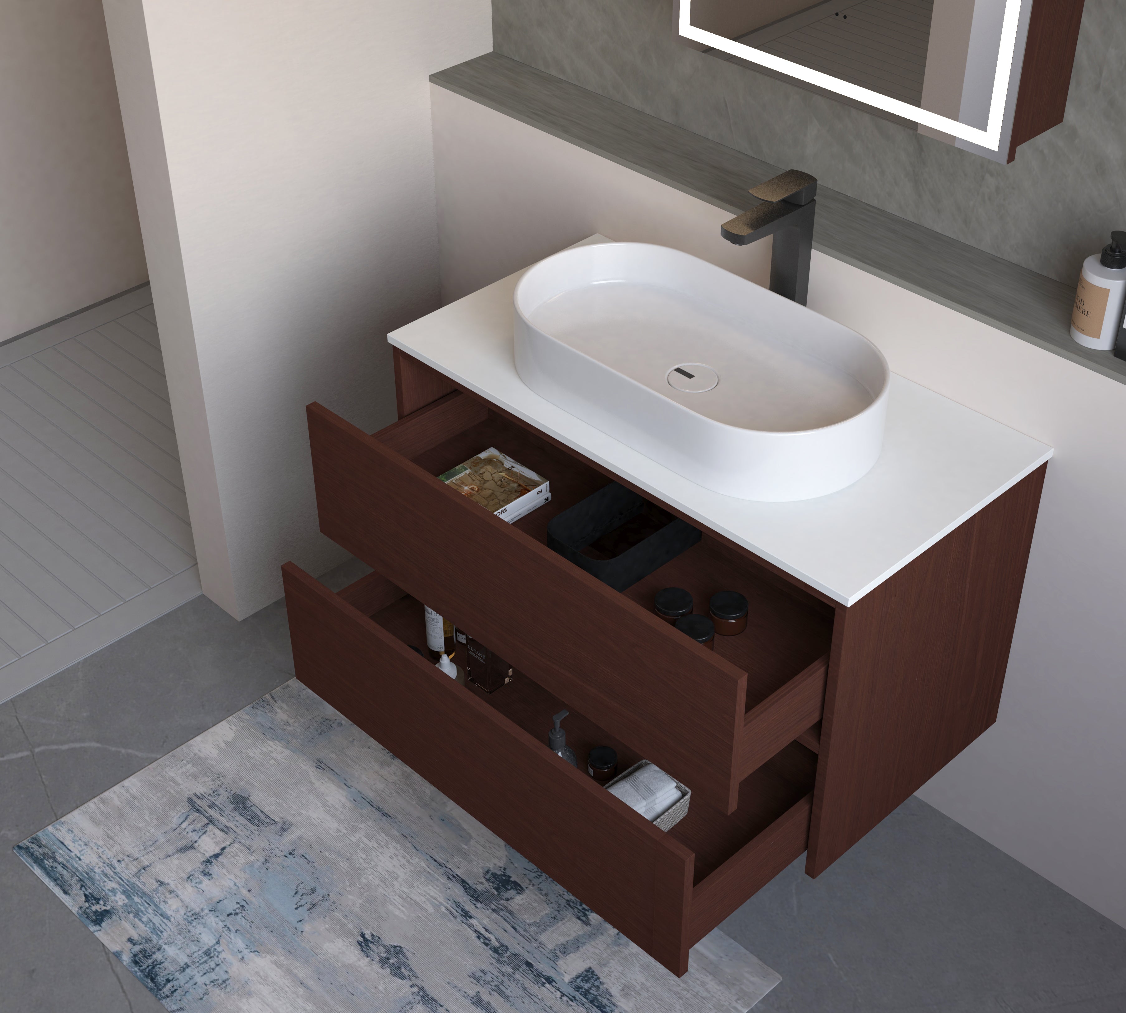 Navona 900MM Wall Hung Shaker Vanities without Stone Top