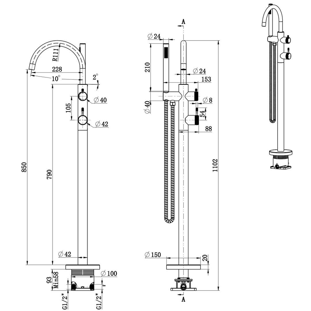Mica Fluted Freestanding B/Spout