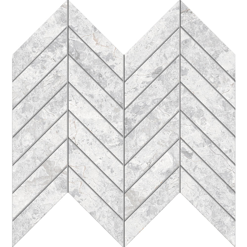 BHCS123	PARADISE TUNDRA WHITE CHEVRON MOSAIC