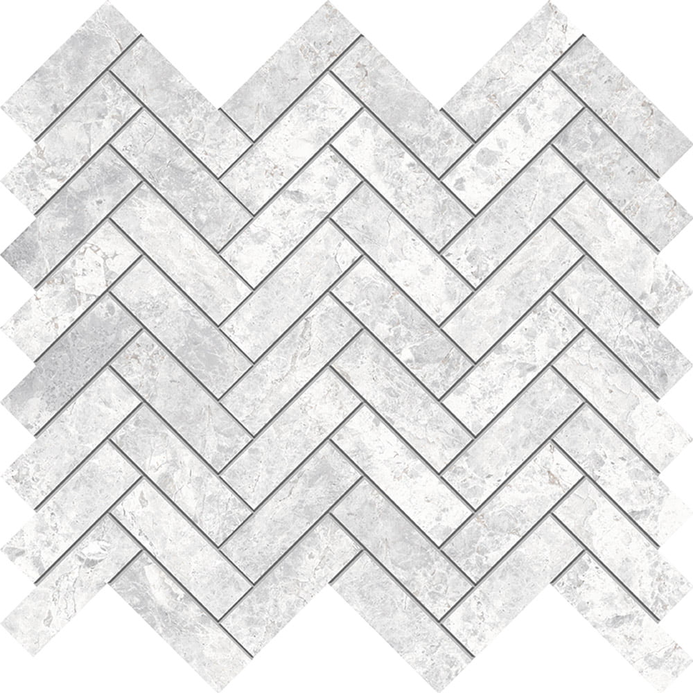BHCS125	PARADISE TUNDRA WHITE HERRINGBONE MOSAIC