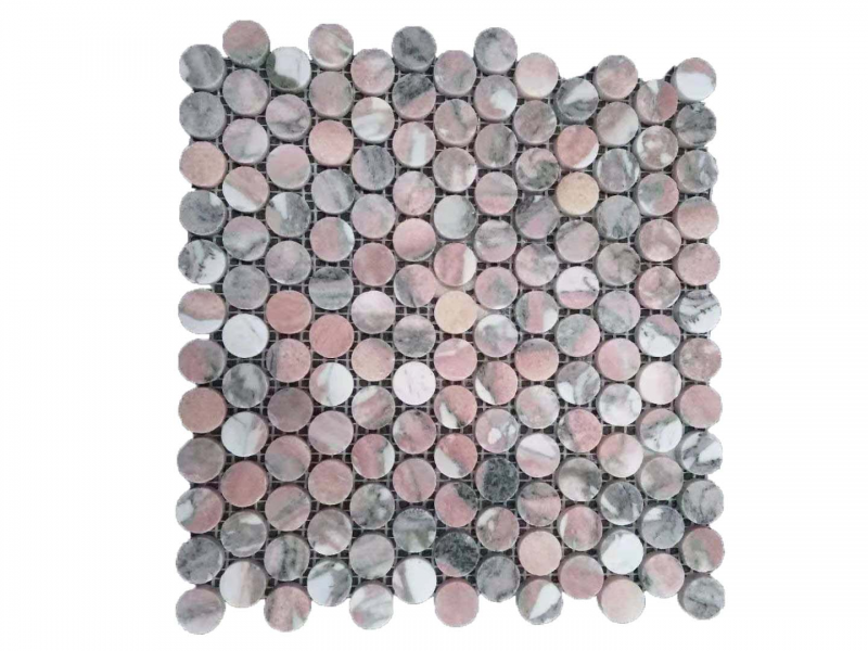 BHCV48 PINK MARBLE PENNY ROUND 23*7MM