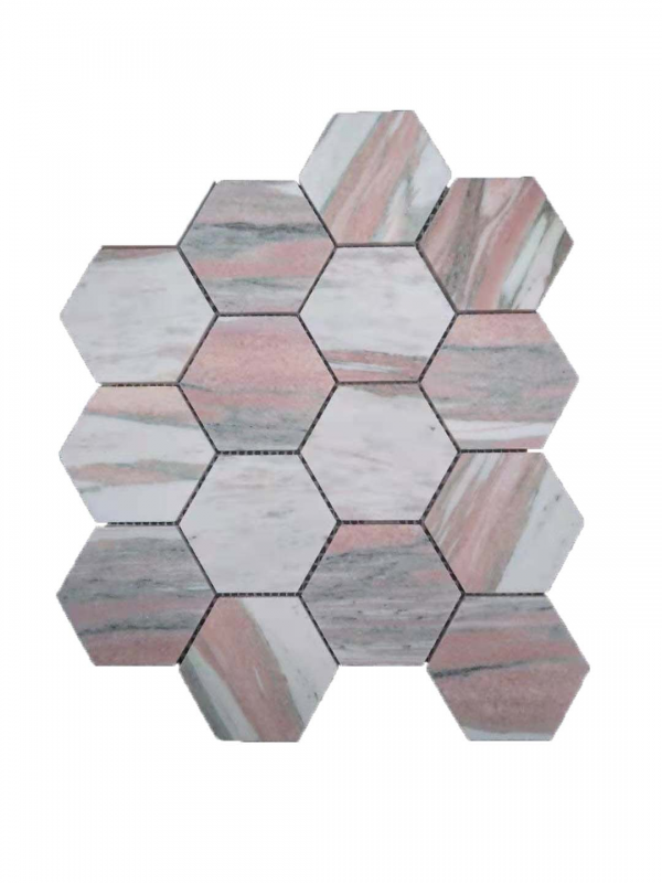 BHCV49 PINK MARBLE HEXAGON	73*73*7MM