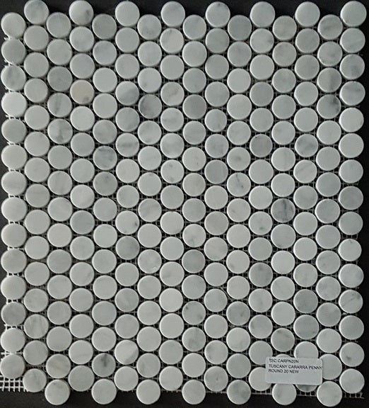 BHCS28 CARRARA PENNY ROUND MOSAIC