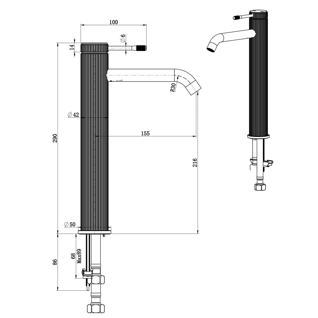Mica Fluted TALL Basin Mixer