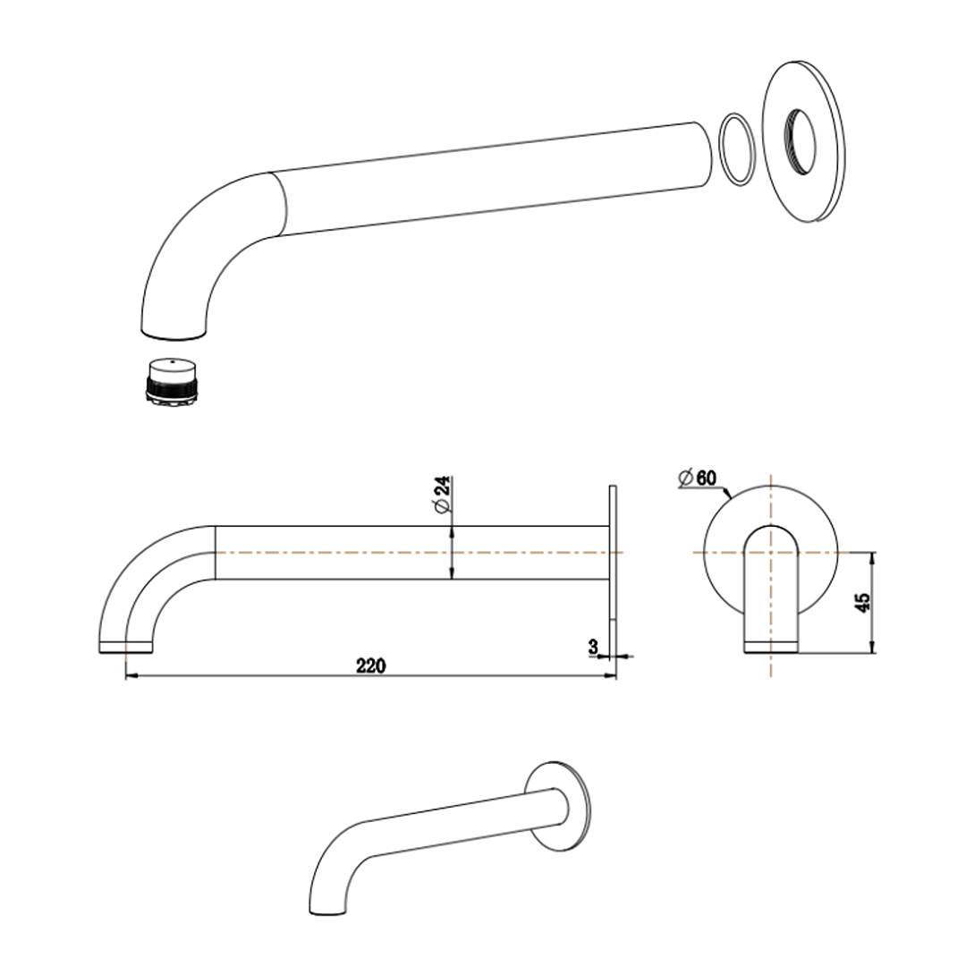 Mica Heritage Bath Spout