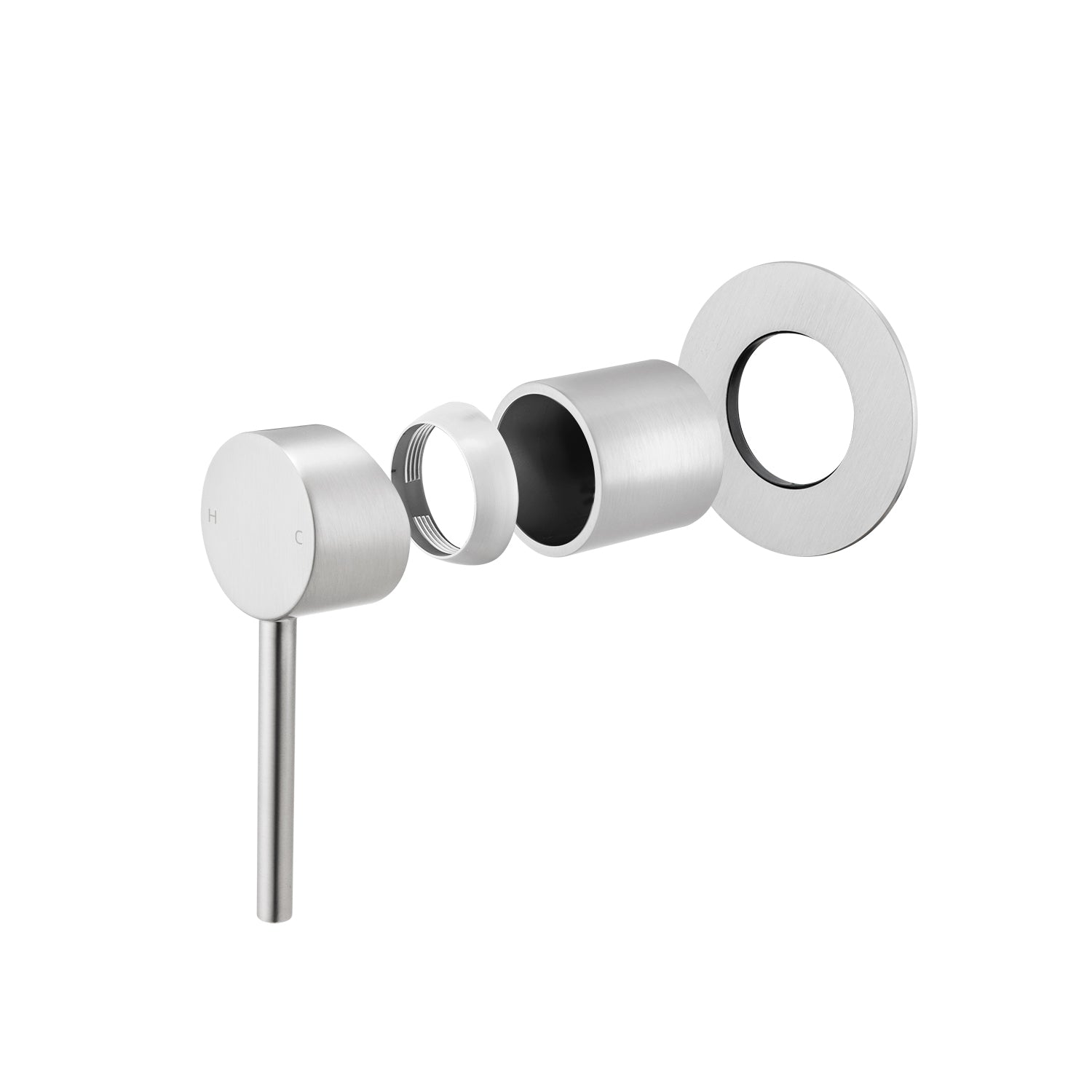 LUCID PIN - Brushed Nickel Wall Mixer (65MM Cover Plate）
