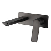 Square Brushed Gun Metal Grey Wall Mixer with Spout