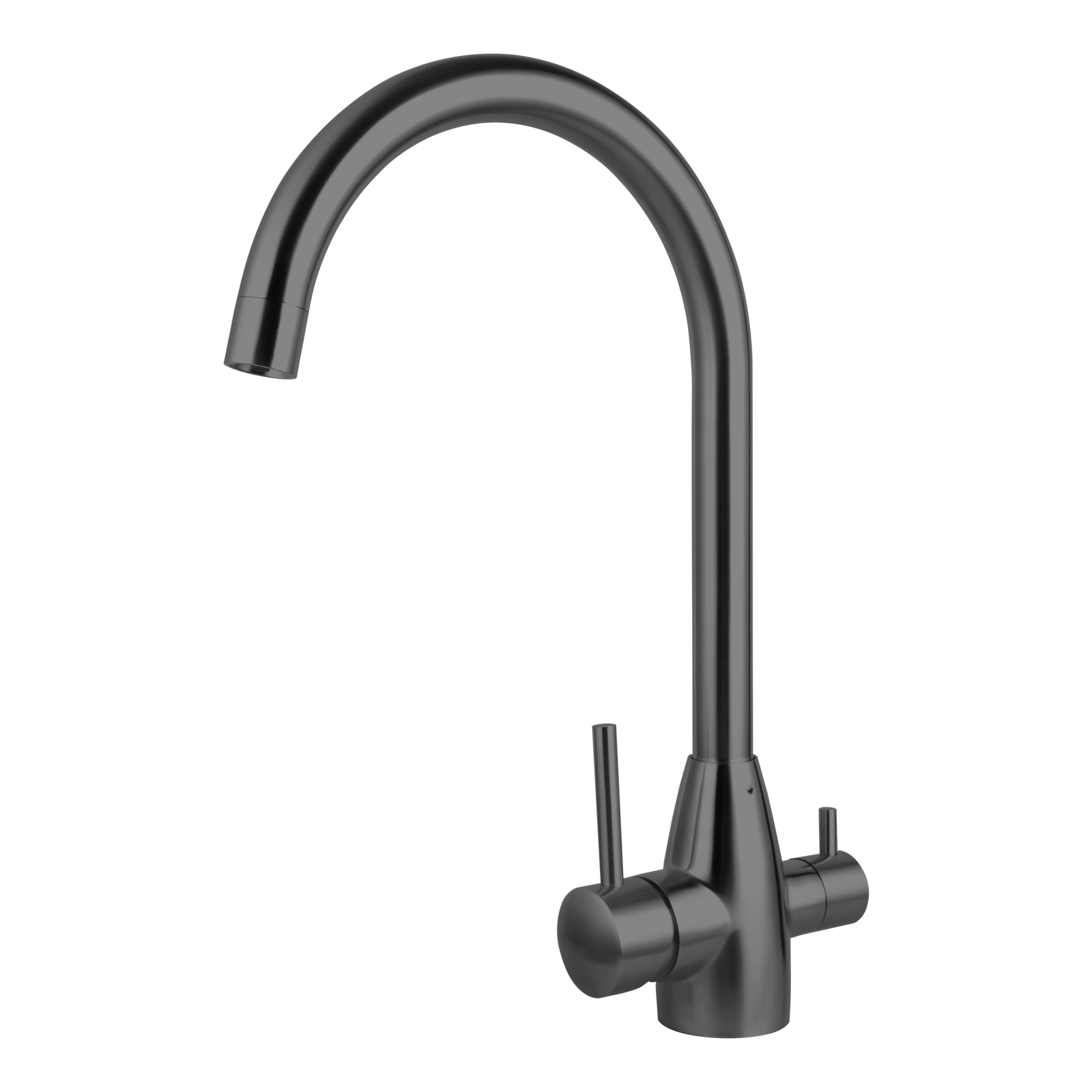 Brushed Gun Metal 3 Way Pure Drinking Water Hot & Cold Swivel Spout Kitchen Mixer