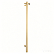 Round Vertical Brushed Brass Electric Heated Towel Rack Single Bar(with Timer)