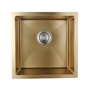 1.2mm Brushed Yellow Gold Stainless Steel Handmade Single Bowl TopUndermount KitchenLaundry Sink 440*440*205mm