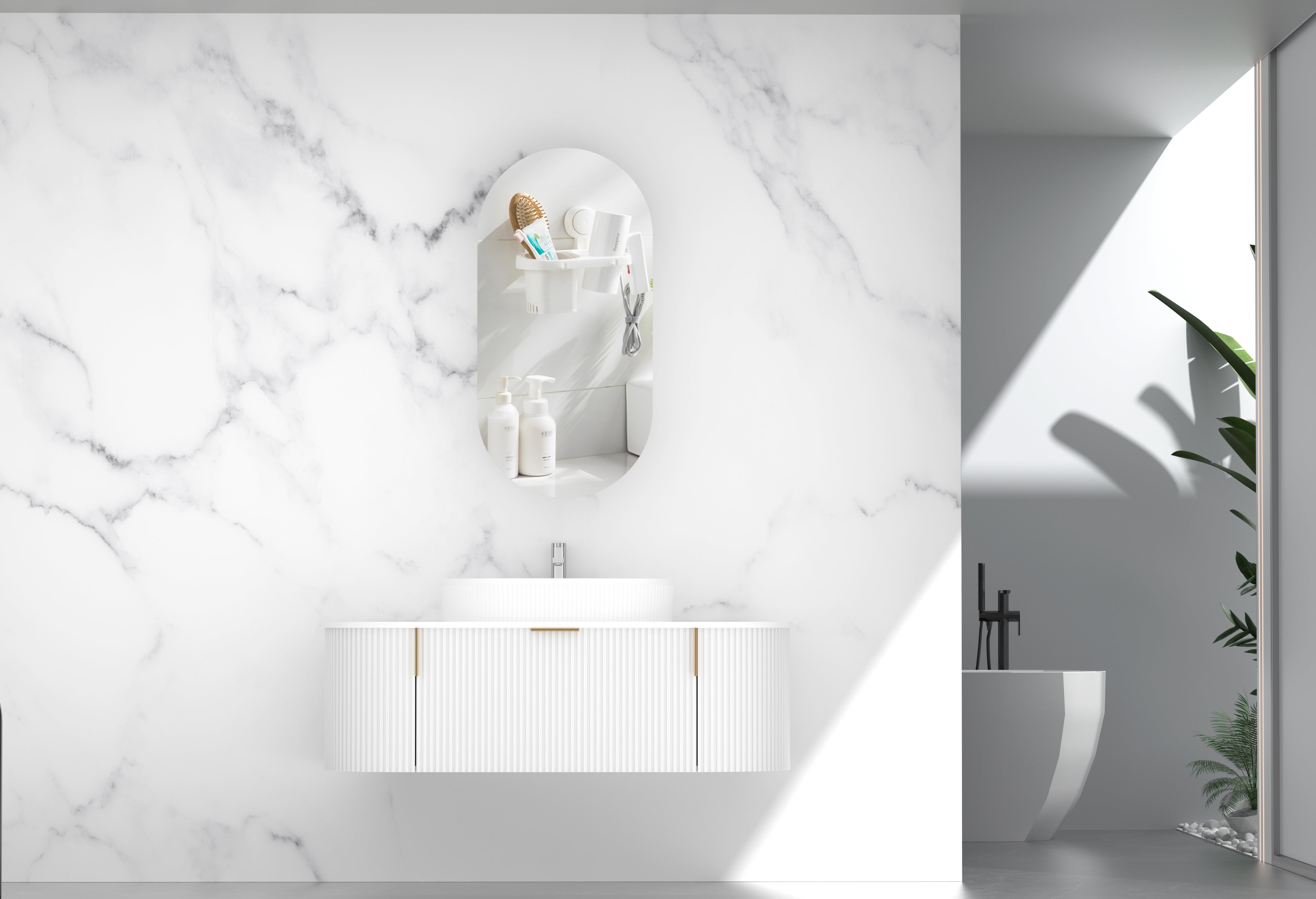 Navona CARYSIL 1200mm Fluted Wall Hung Vanity 1200 x 469 x 412mm