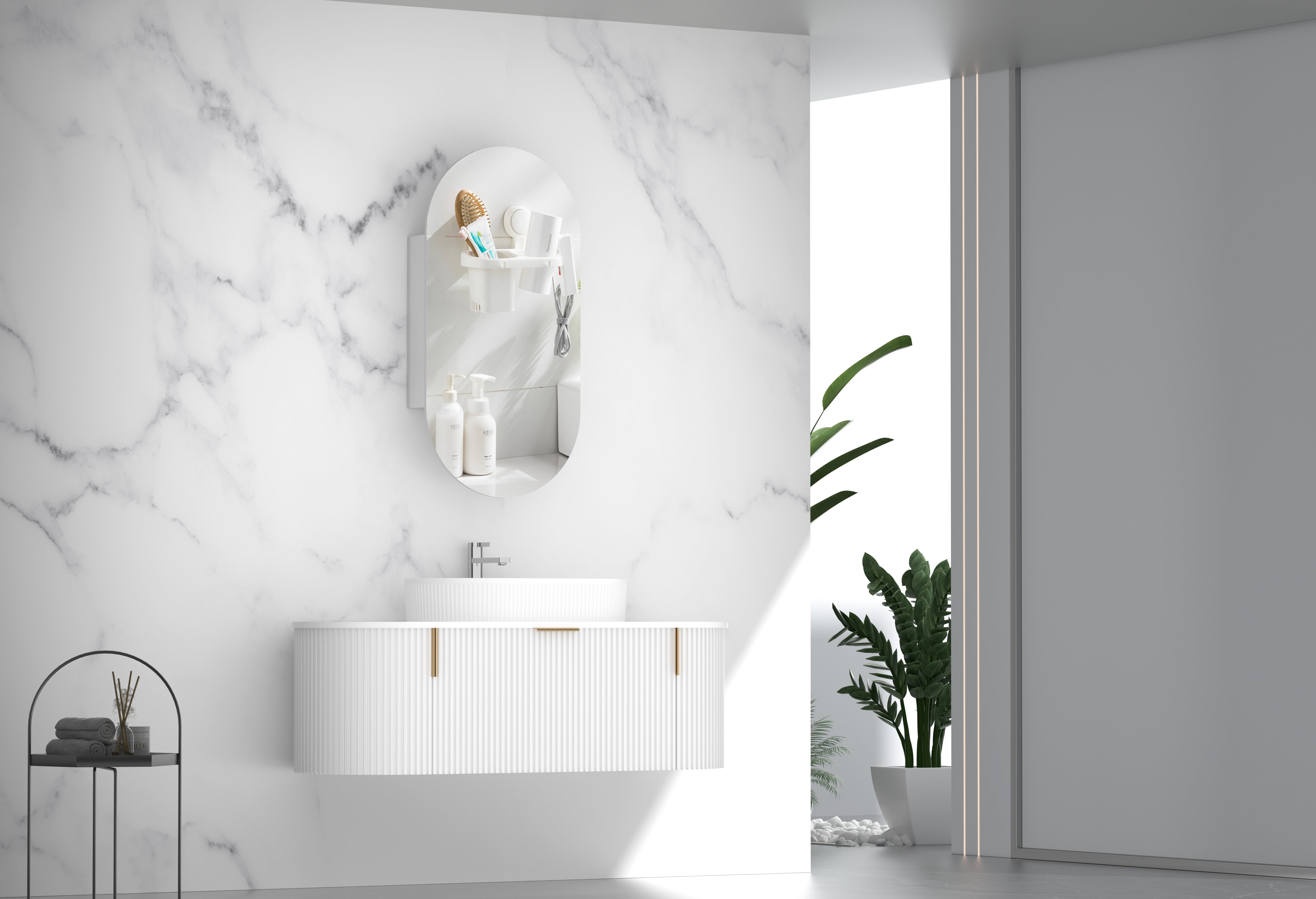 Navona CARYSIL 1200mm Fluted Wall Hung Vanity 1200 x 469 x 412mm