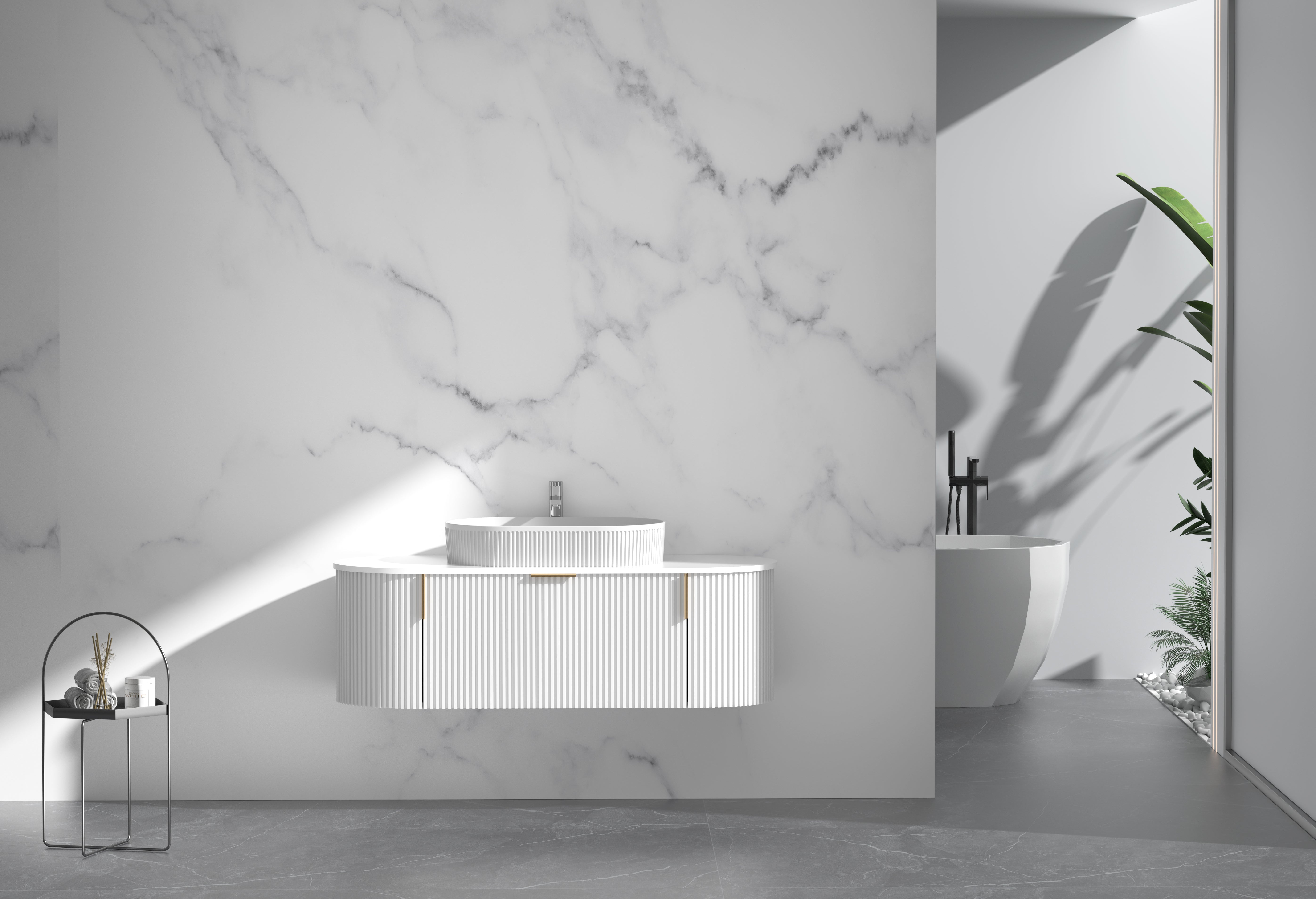 Navona CARYSIL 1200mm Fluted Wall Hung Vanity 1200 x 469 x 412mm