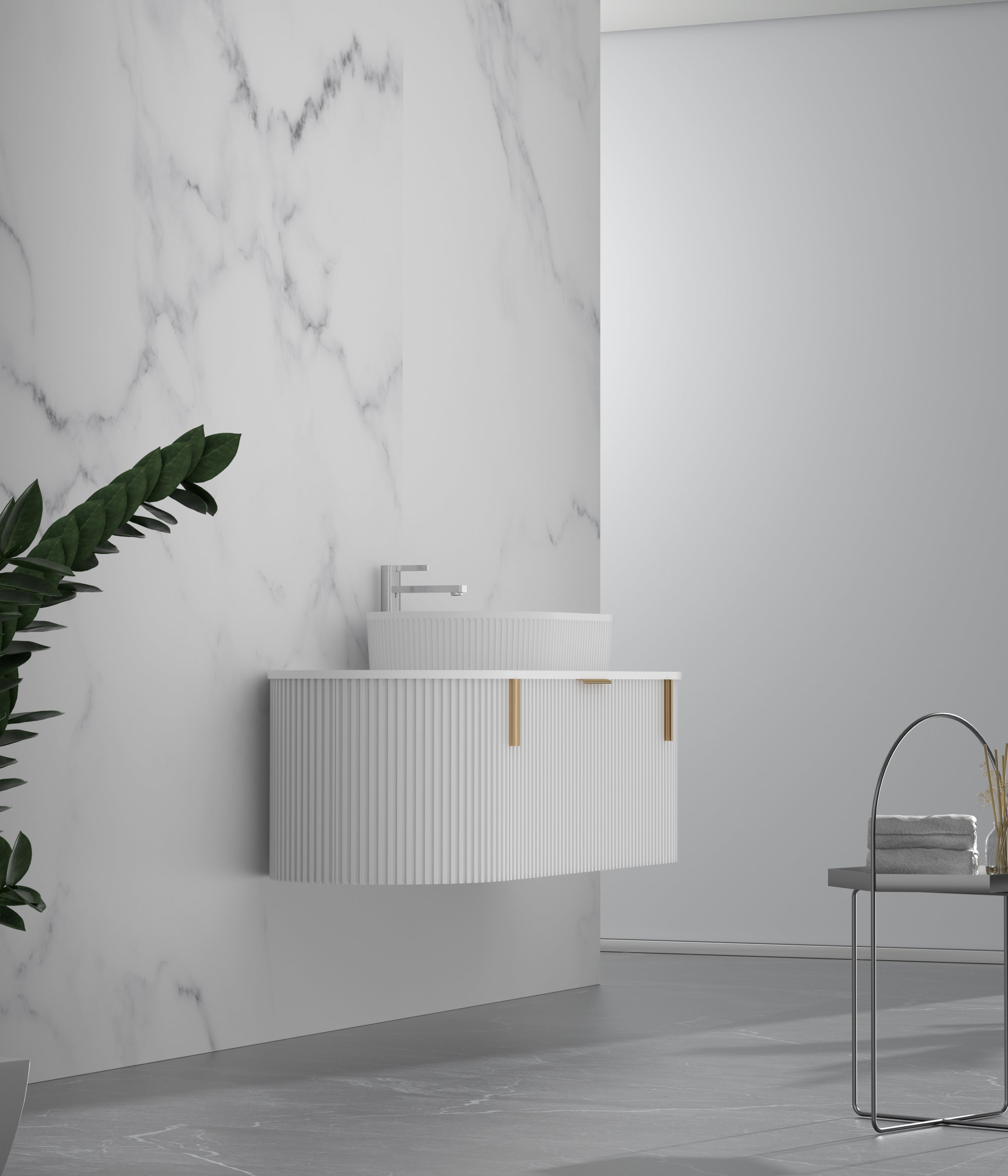 Navona CARYSIL 1200mm Fluted Wall Hung Vanity 1200 x 469 x 412mm