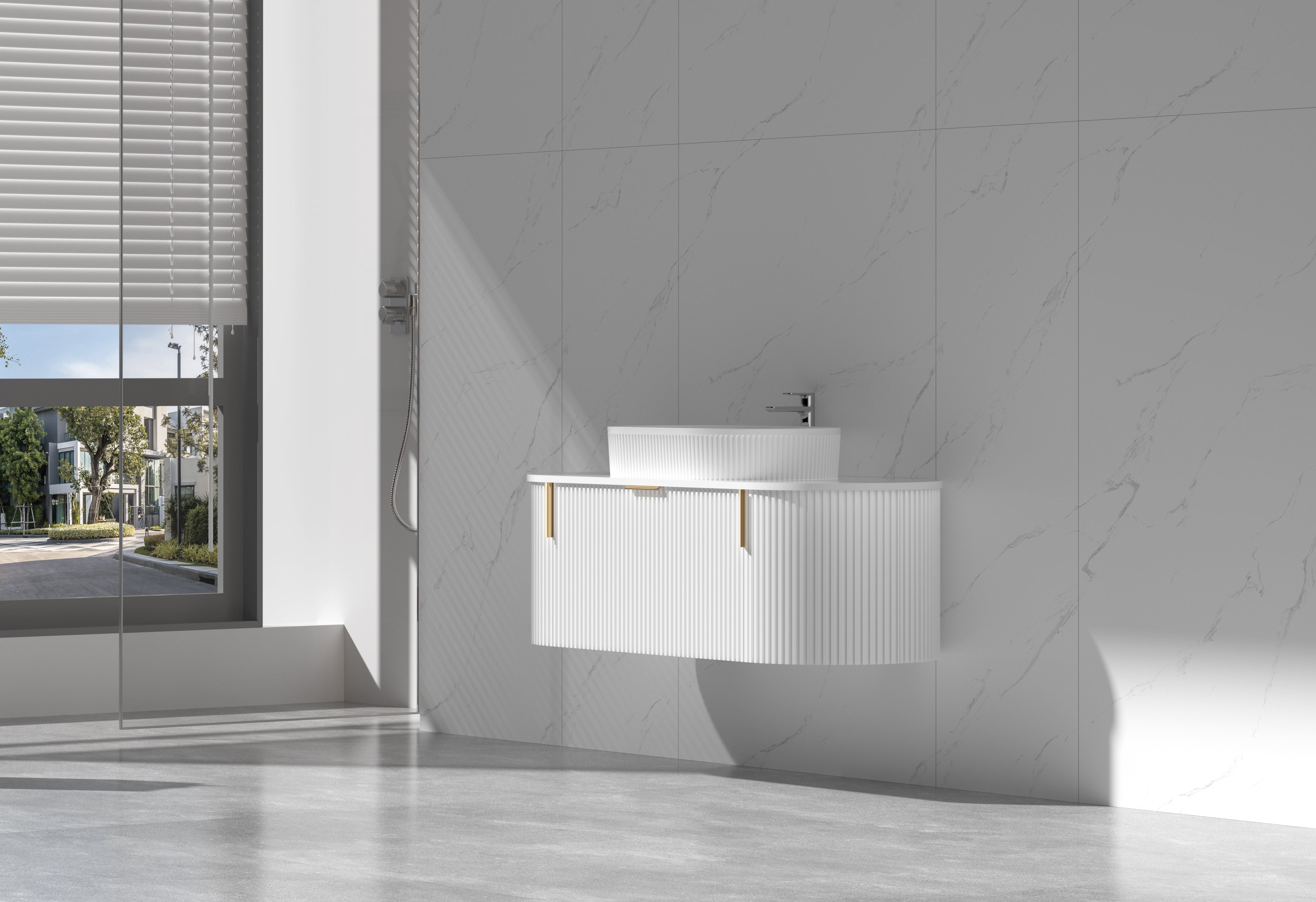 Navona CARYSIL 1200mm Fluted Wall Hung Vanity 1200 x 469 x 412mm