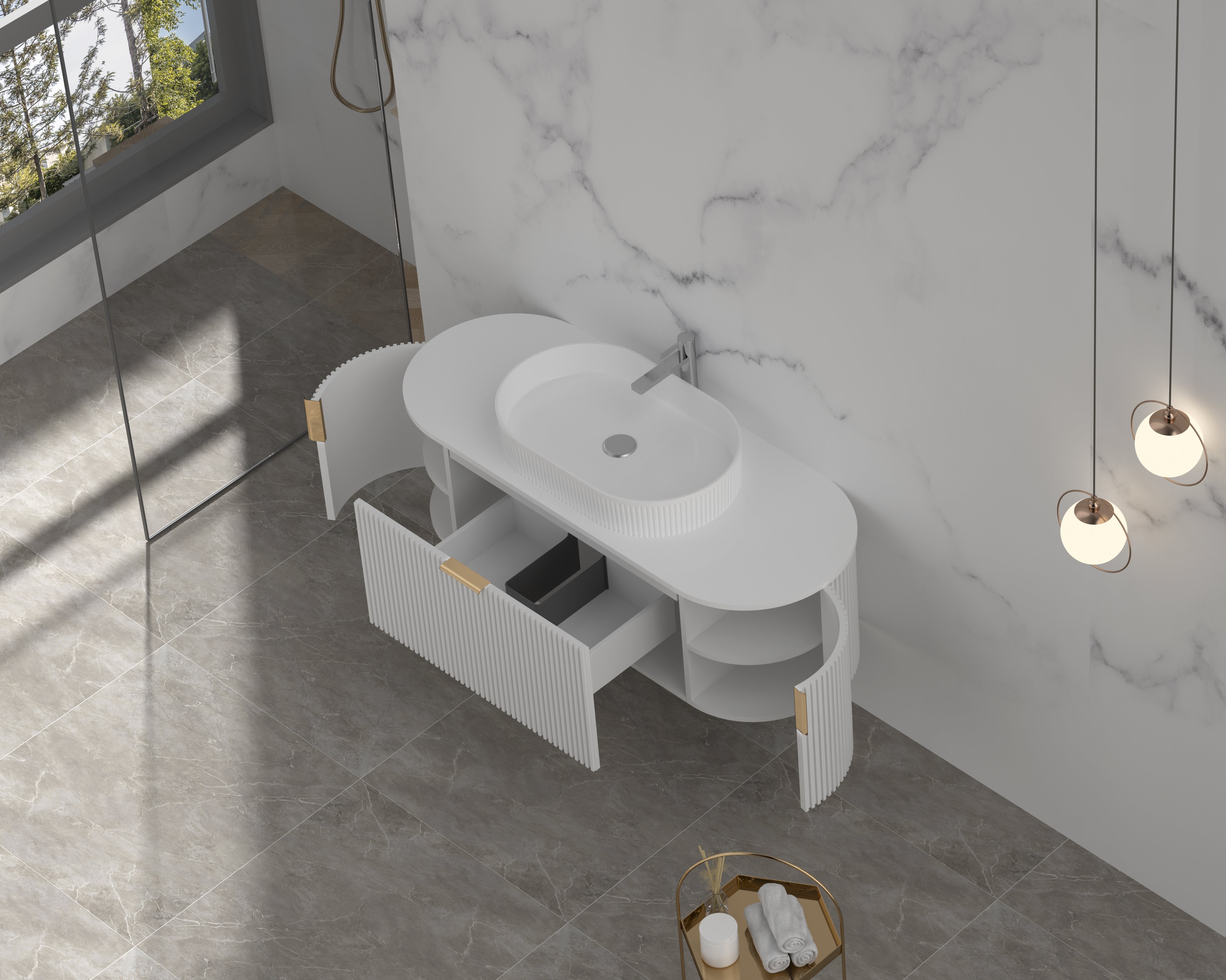Navona CARYSIL 1200mm Fluted Wall Hung Vanity 1200 x 469 x 412mm