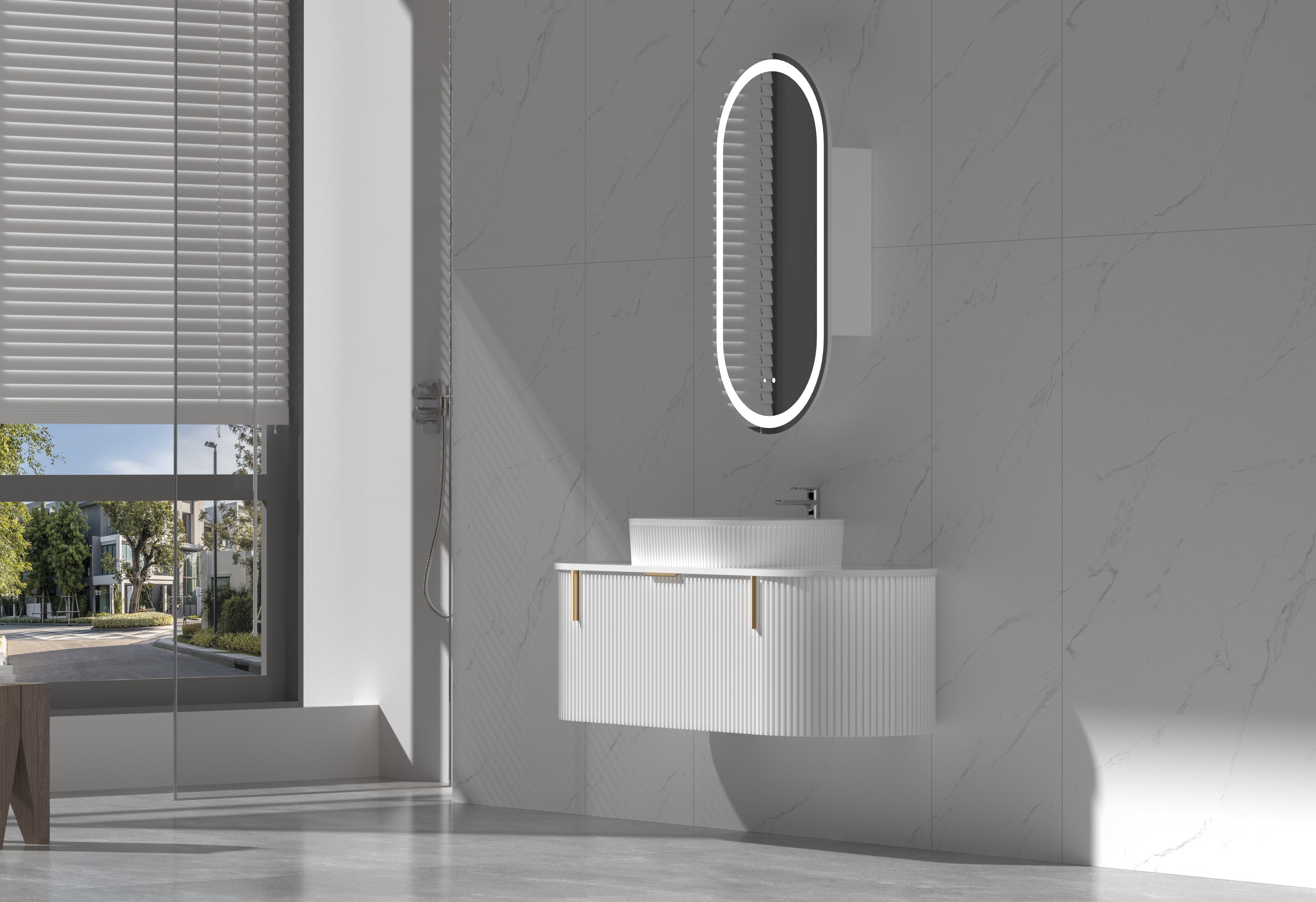 Navona CARYSIL 1200mm Fluted Wall Hung Vanity 1200 x 469 x 412mm
