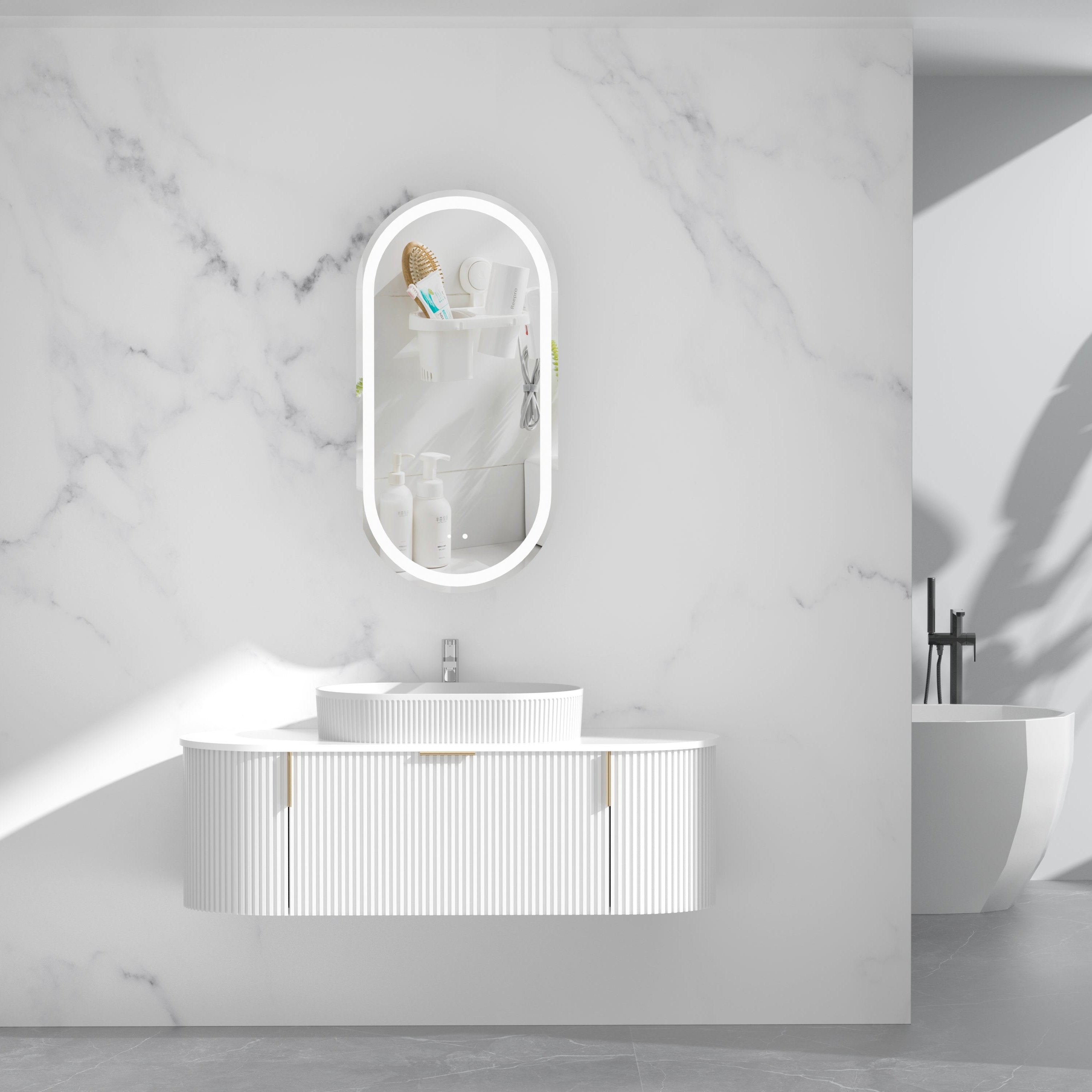 Navona CARYSIL 1200mm Fluted Wall Hung Vanity 1200 x 469 x 412mm