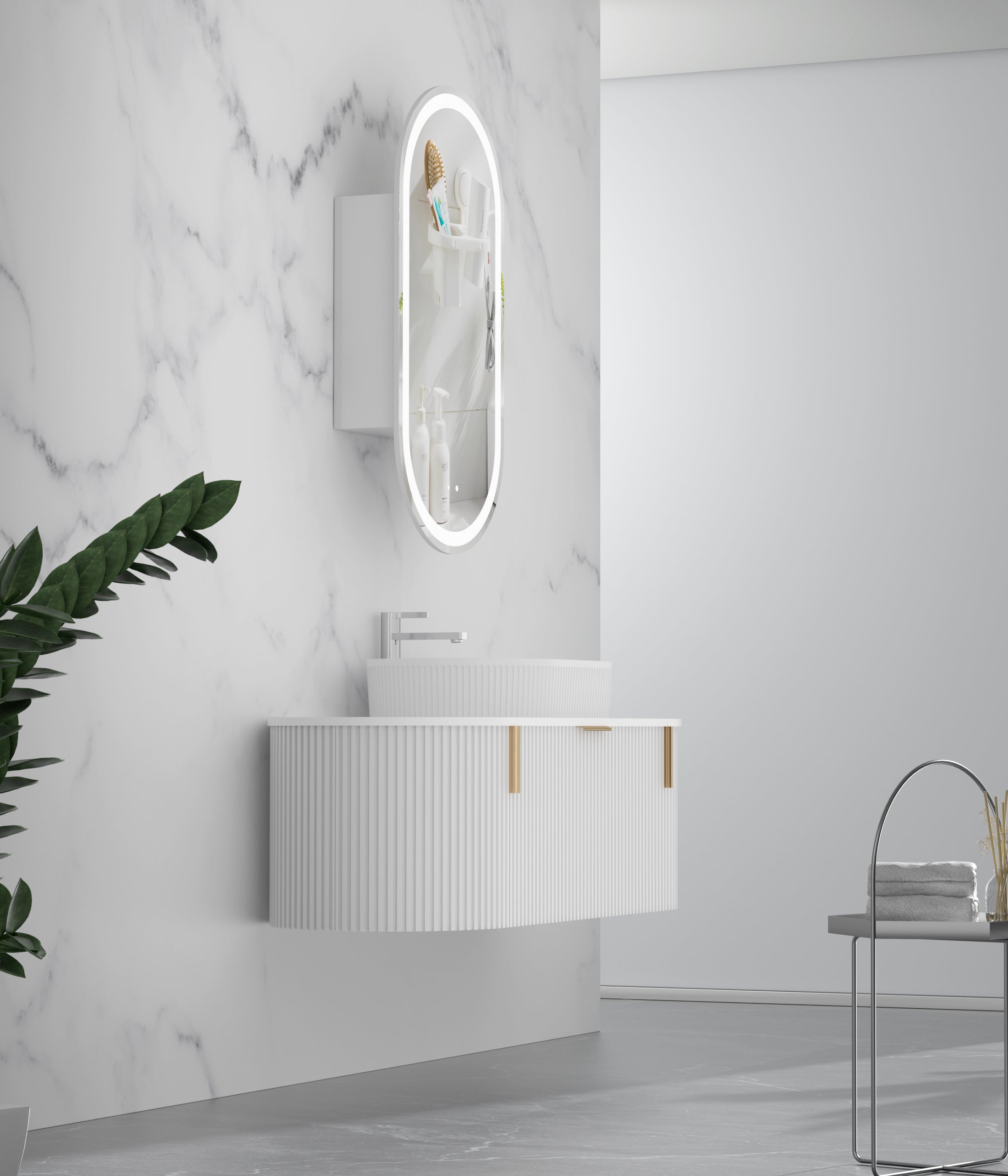 Navona CARYSIL 1200mm Fluted Wall Hung Vanity 1200 x 469 x 412mm