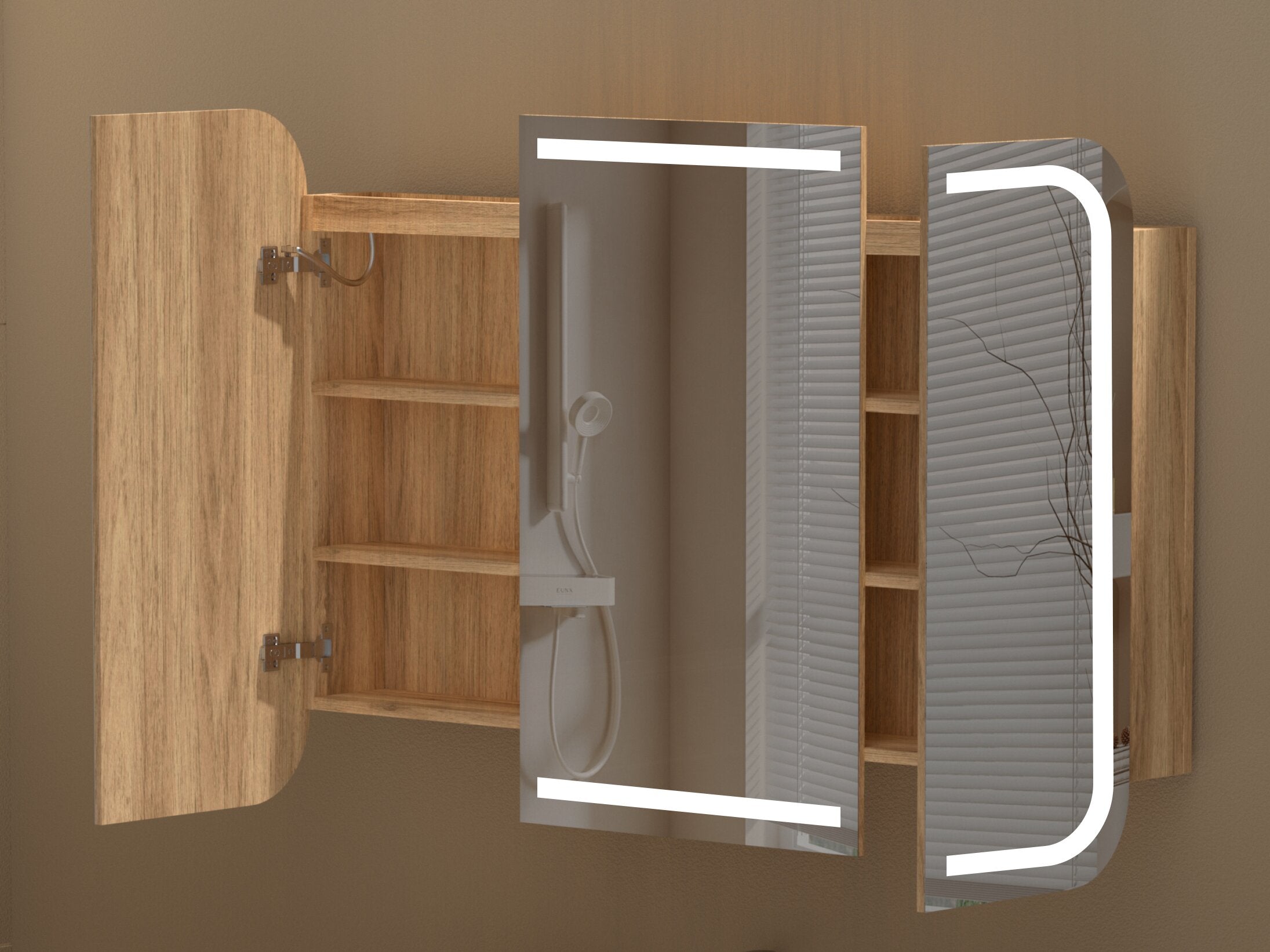 CARYSIL 1200x800mm Grand LED Walnut Shaving Cabinet