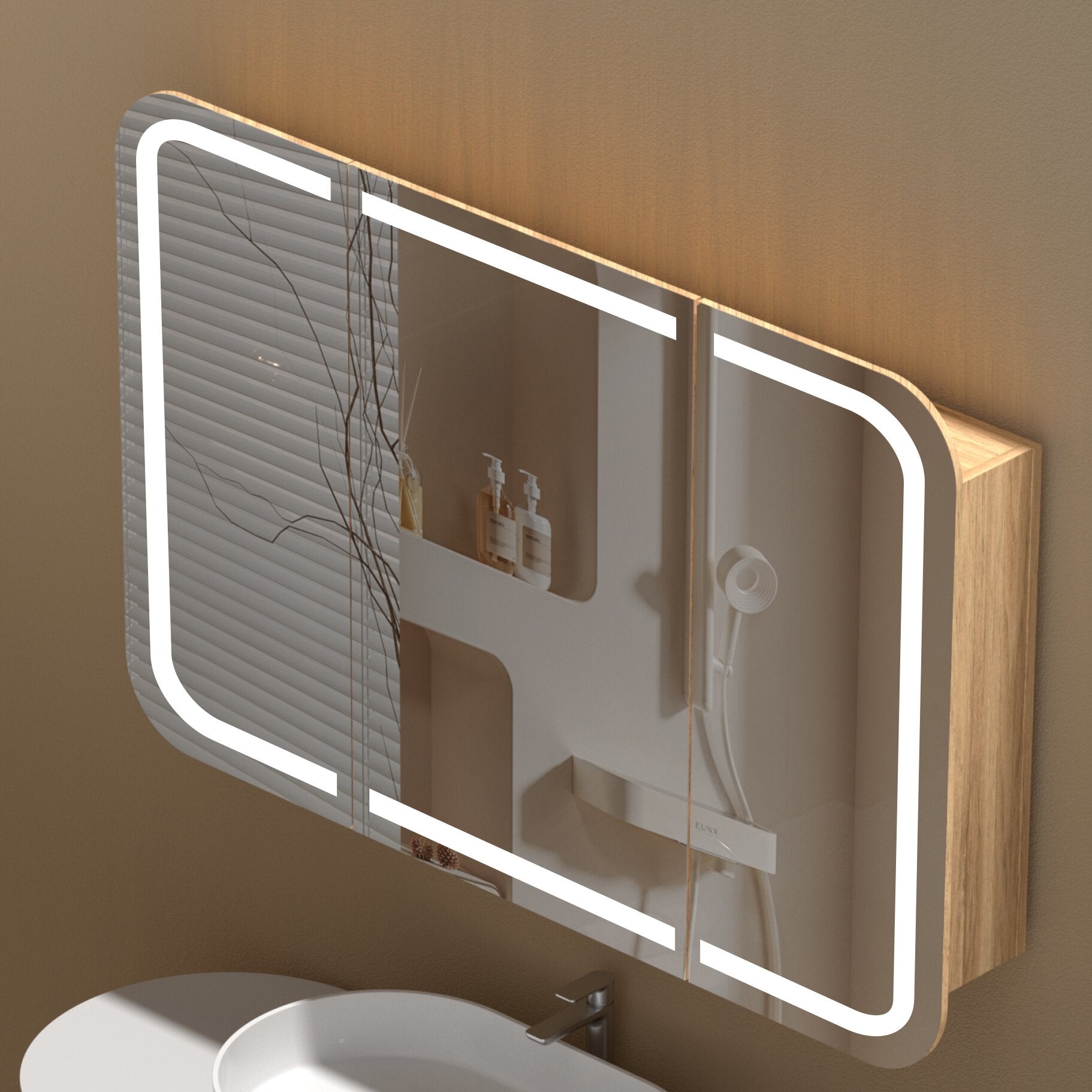 CARYSIL 1200x800mm Grand LED Walnut Shaving Cabinet