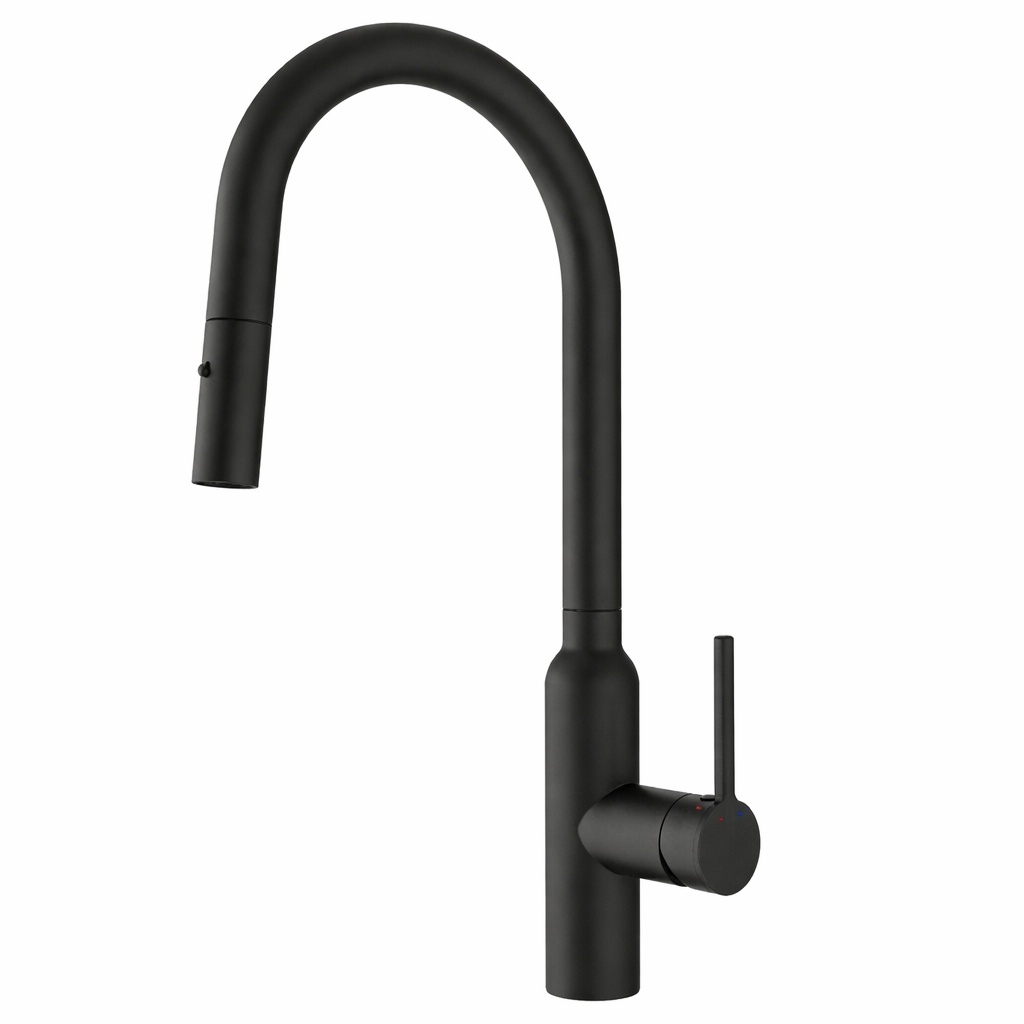 Navona Carysil Round Matte Black Pull Out Kitchen Mixer