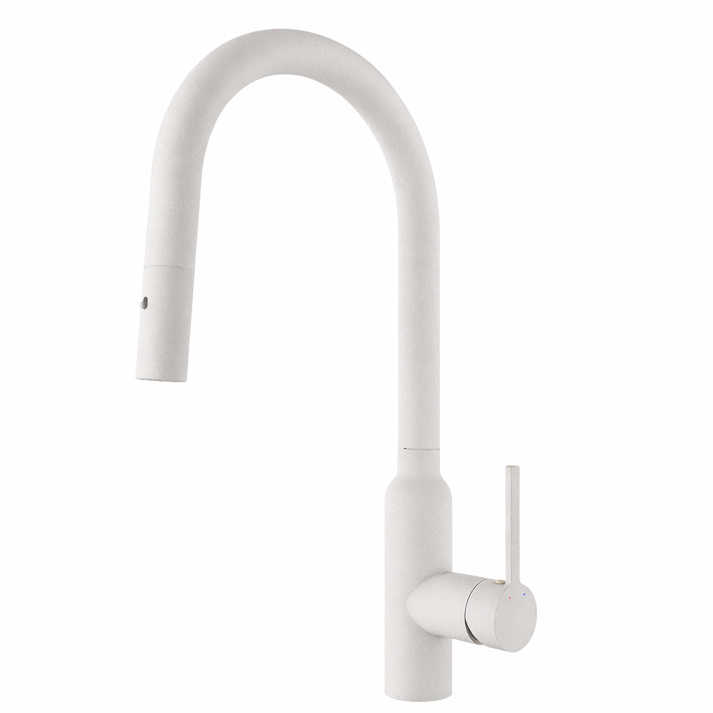 Navona Carysil Round Granite White Pull Out Kitchen Mixer